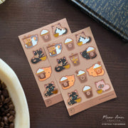 Coffee Cats Gold Foil Sticker Sheet by Meow Amor Creative | Papertail Fox