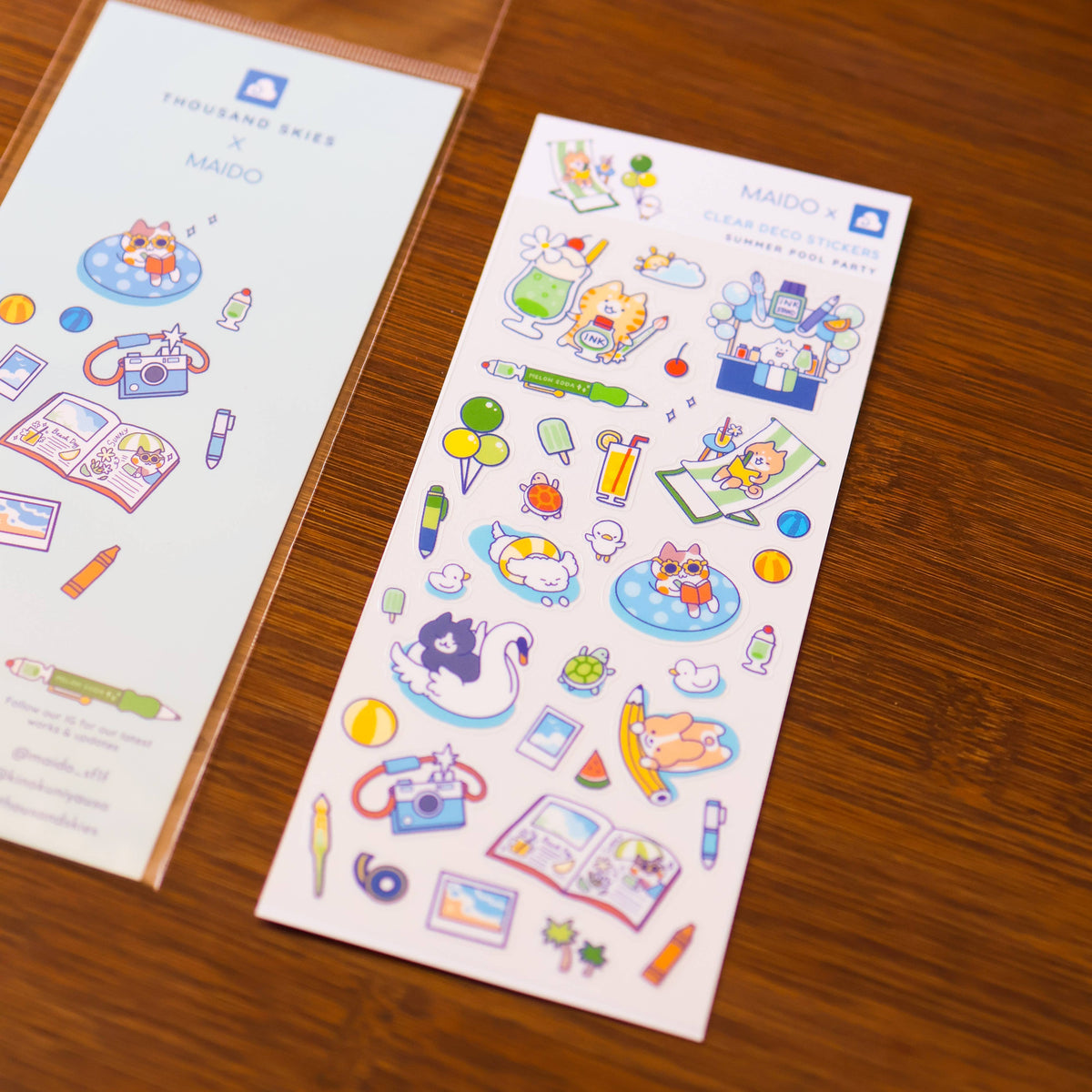 Summer Pool Party Clear Sticker Sheet | Thousand Skies