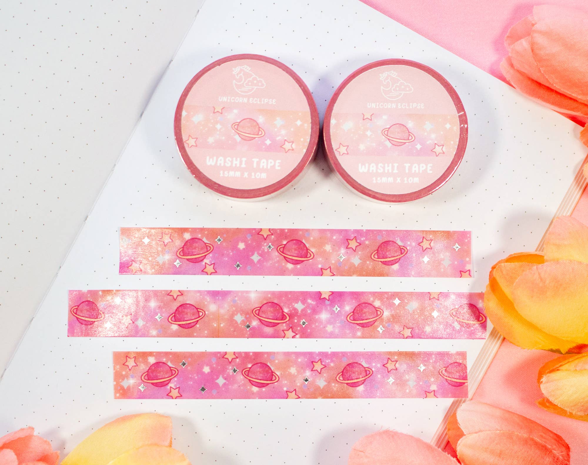 Pink Galaxy Silver Foil Washi Tape