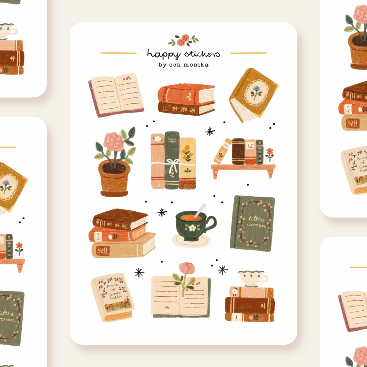 Bookish Sticker Sheet by Och Monika | Papertail Fox