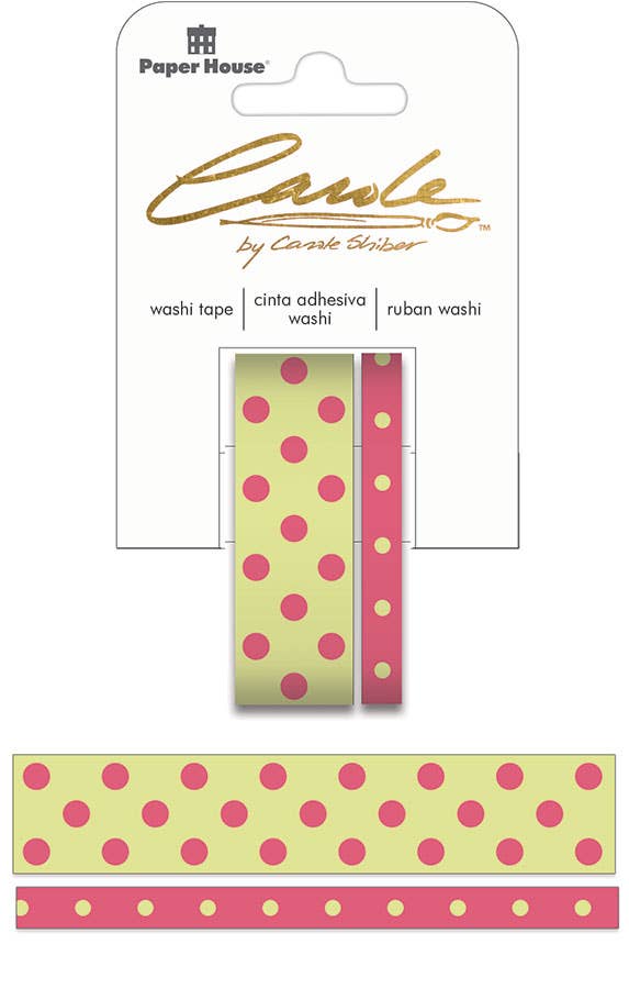 Polka Dots-Dk.Pink/Green Washi Tape