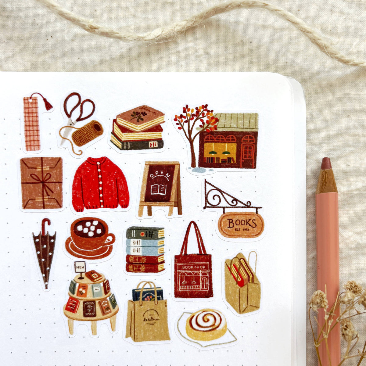 Rainy Bookshop Sticker Sheet | Och Monika