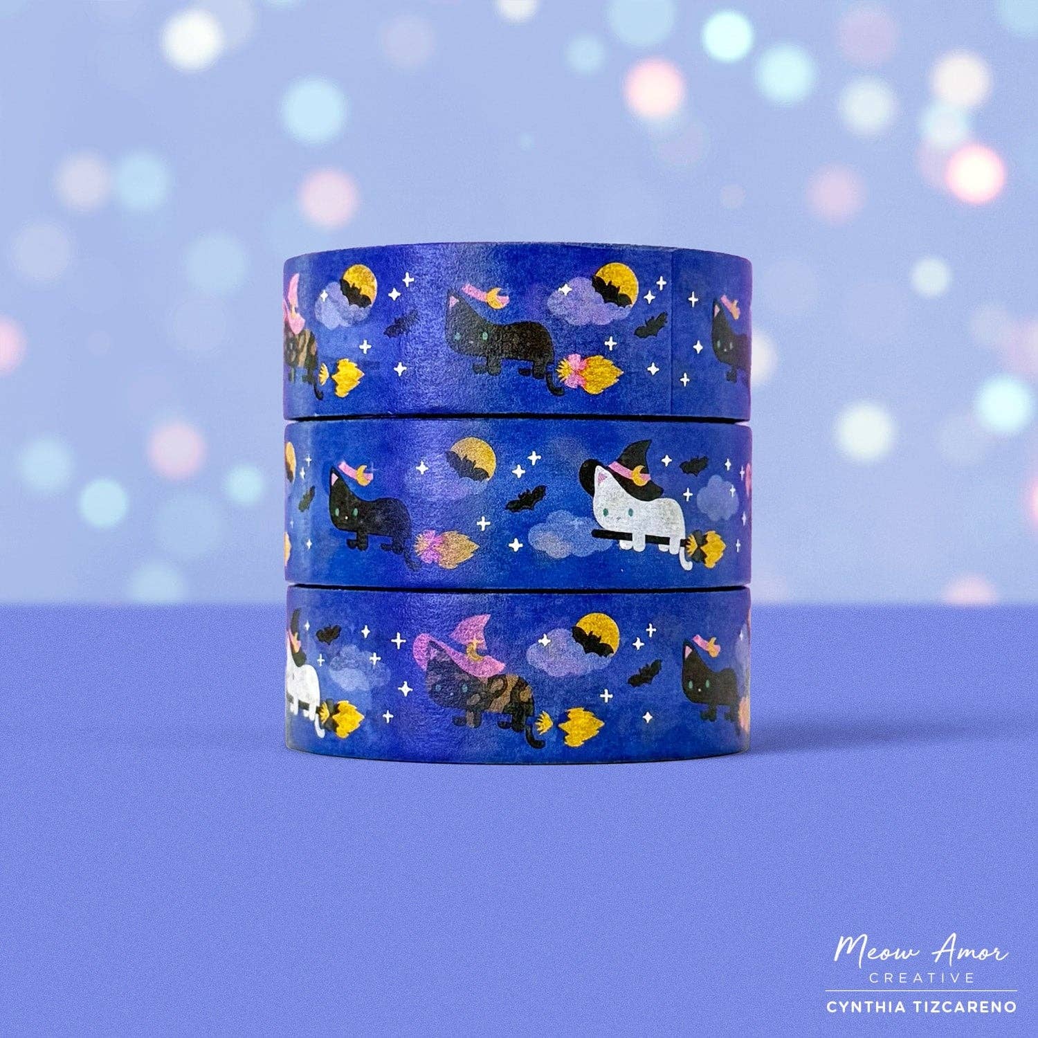 Flying Witch Cats Holo Foil Washi Tape by Meow Amor Creative | Papertail Fox