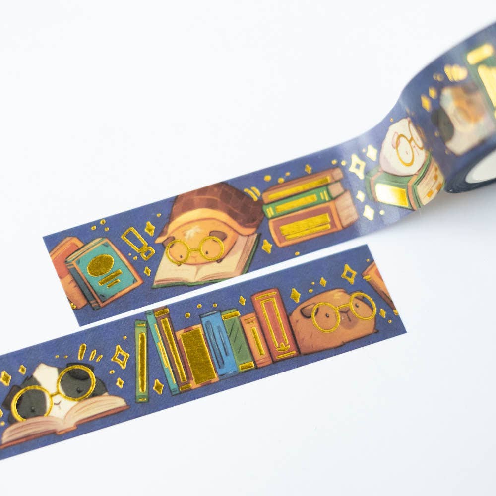 Book Lover Gold Foil Washi Tape | Birdie Tam