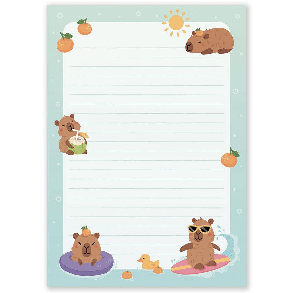 A5 Capybara Beach Day Double Sided Notepad