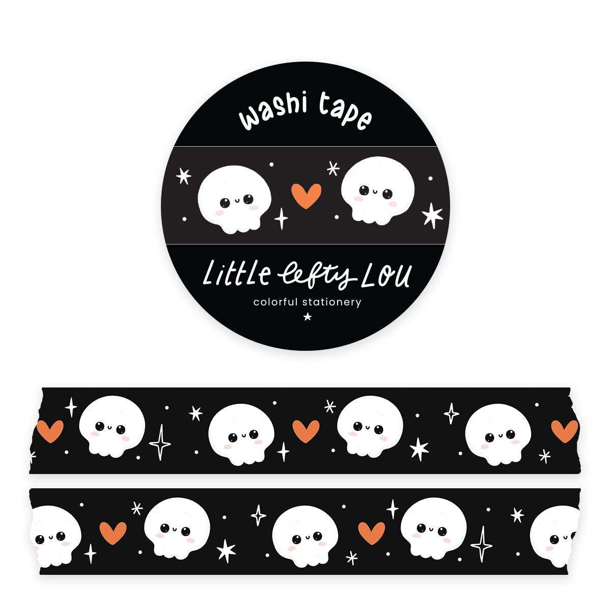 Skulls Black Washi Tape by Little Lefty Lou | Papertail Fox