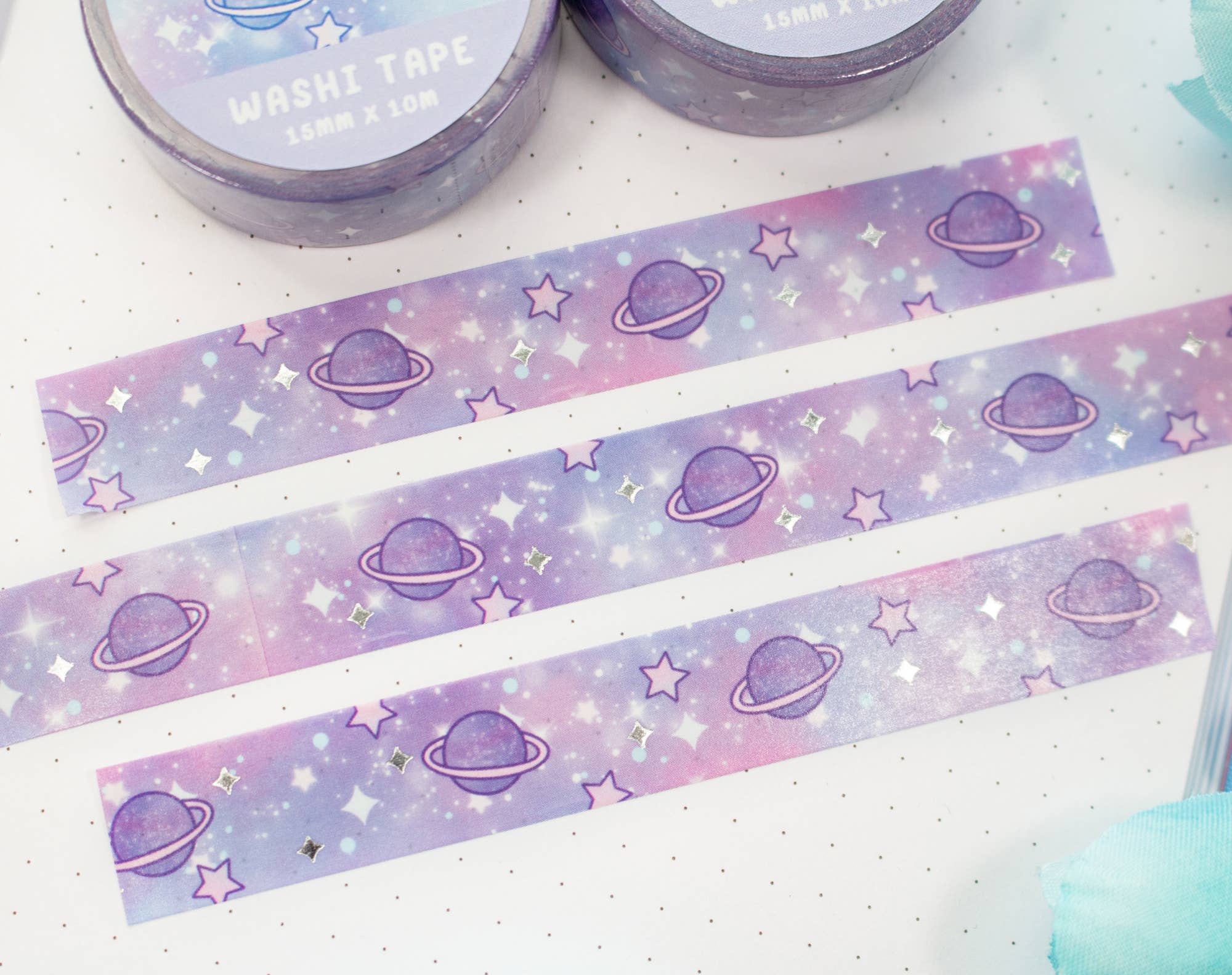 Blue Galaxy Silver Foil Washi Tape