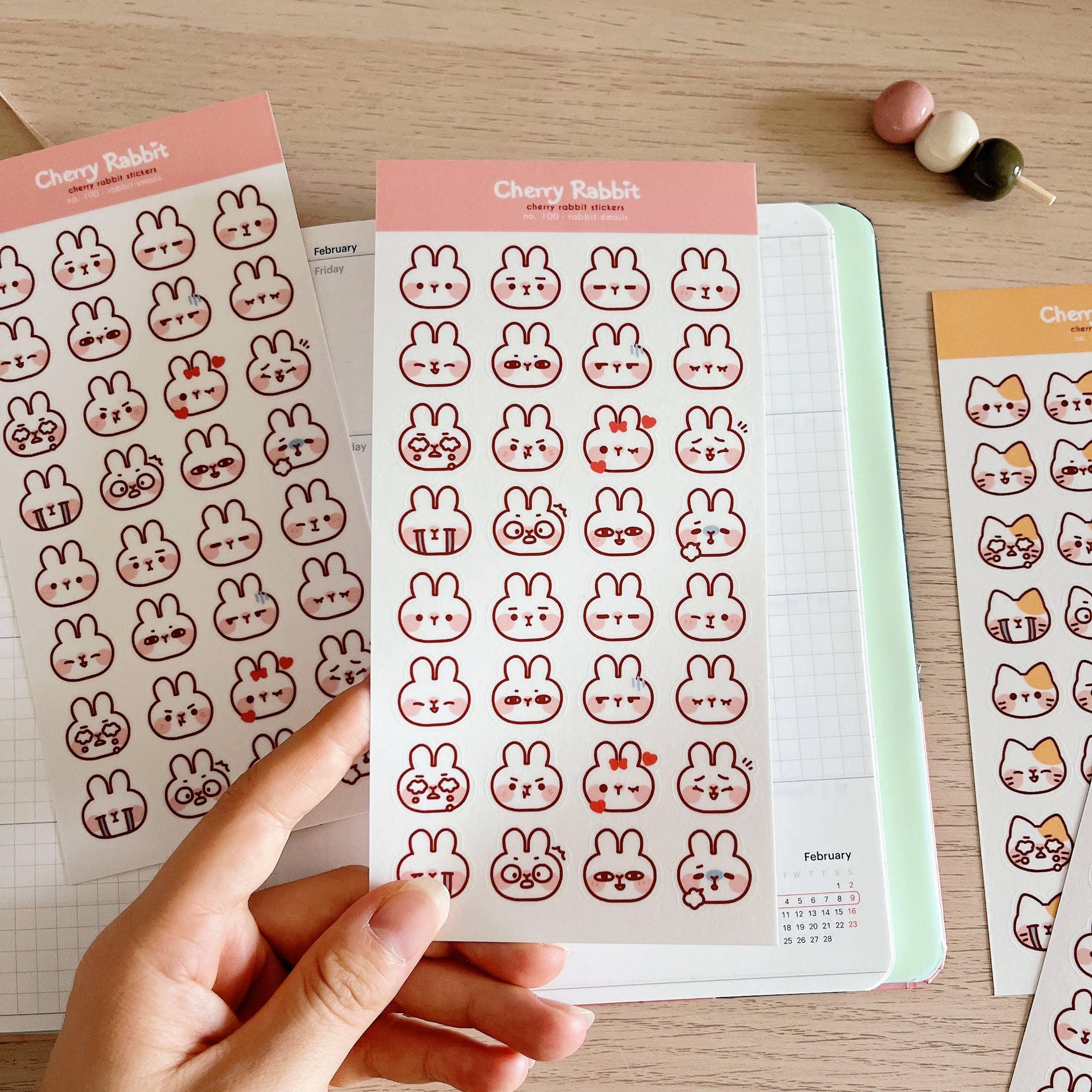 Rabbit Emojis Sticker Sheet no.100 - Papertail Fox