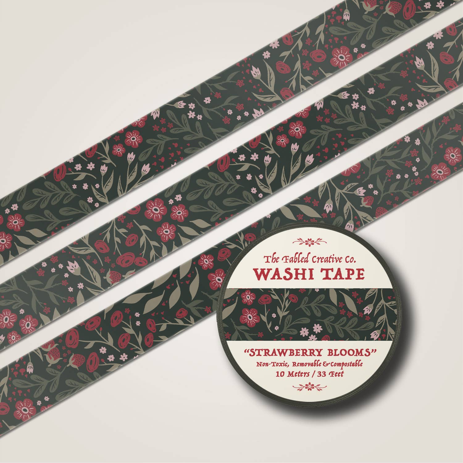 Strawberry Blooms Washi Tape | The Fabled Creative Co.