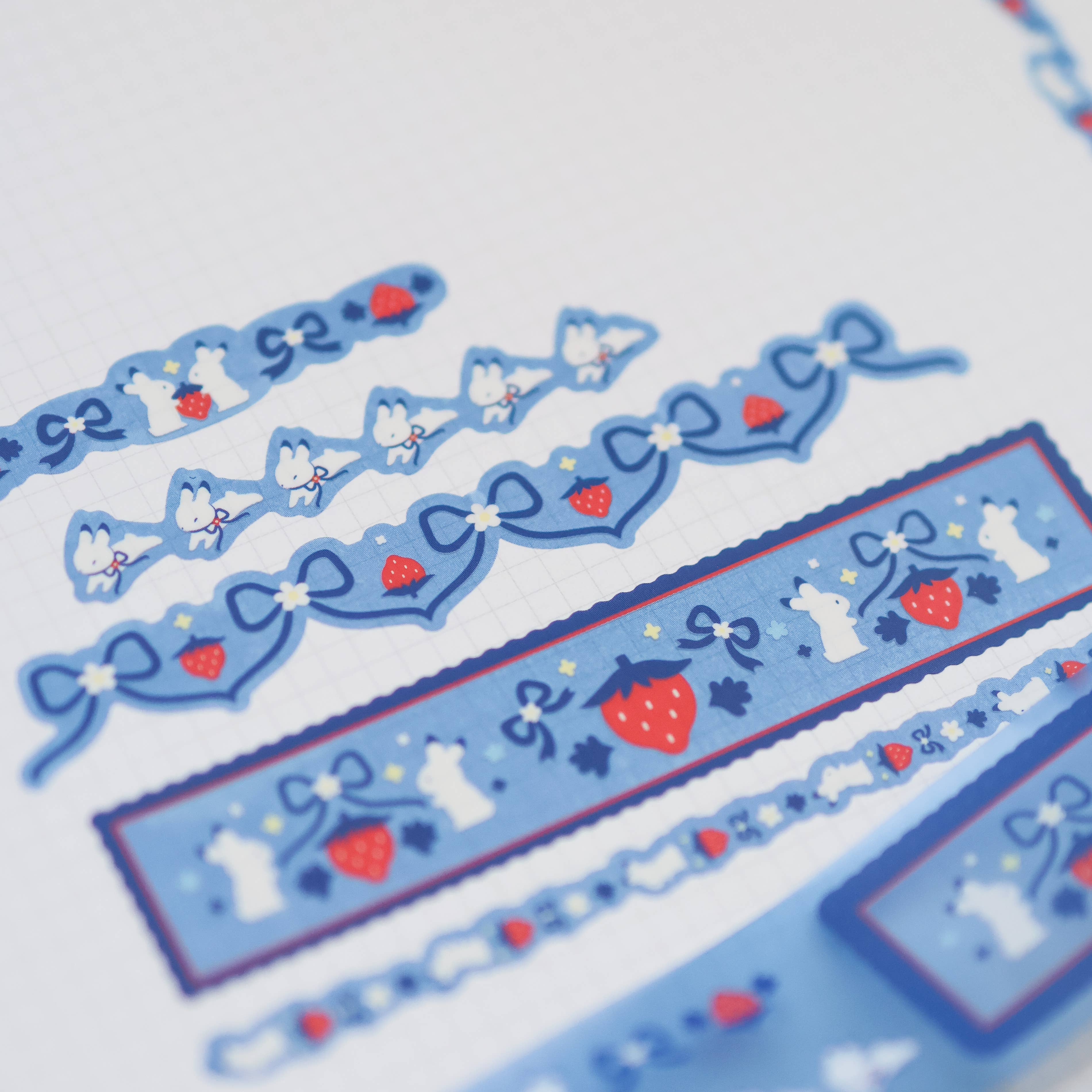 Thousand Skies Strawberry Bunnies PET Tape - 25mm Matte Finish