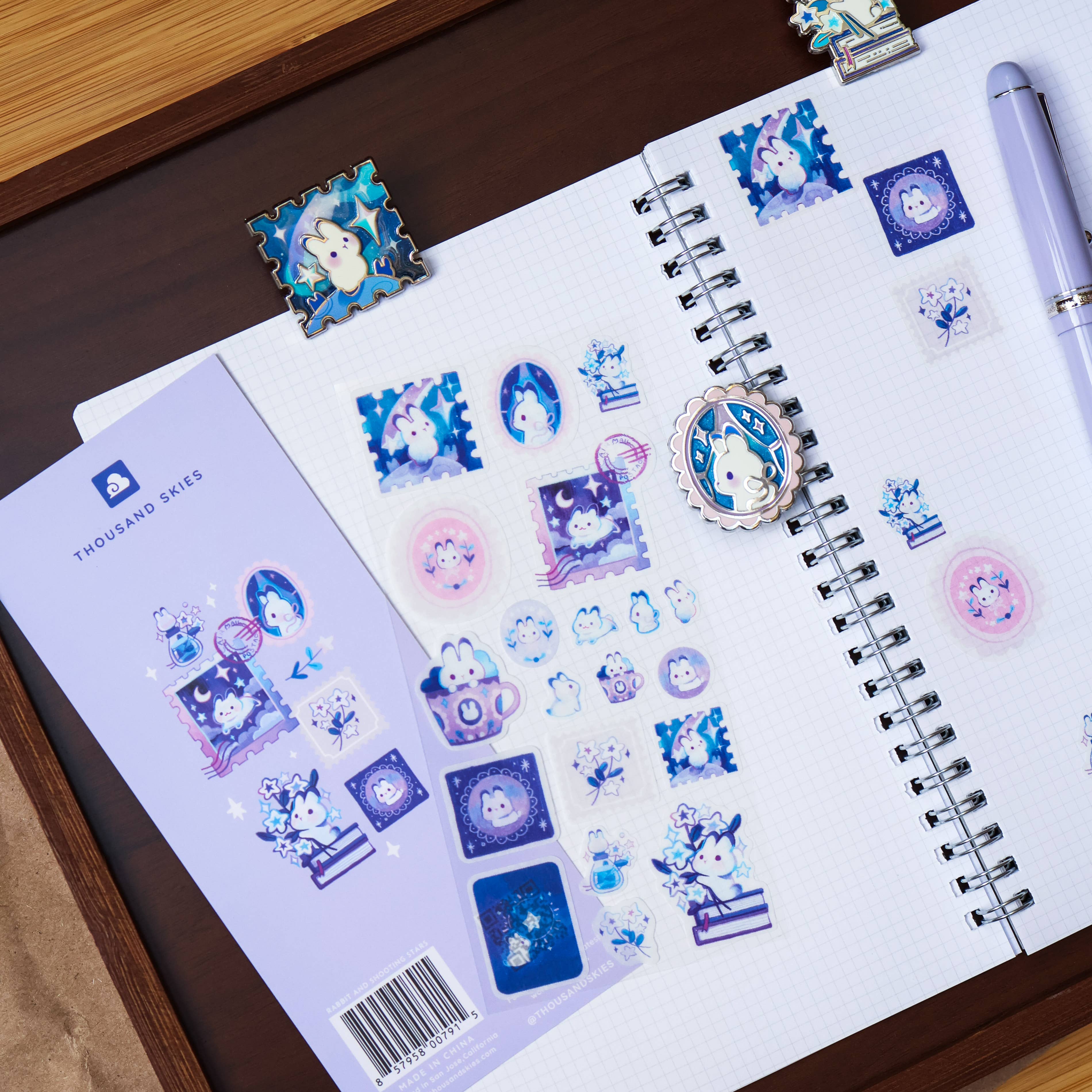 Rabbit and Shooting Stars Washi Sticker Sheet by Thousand Skies | Papertail Fox