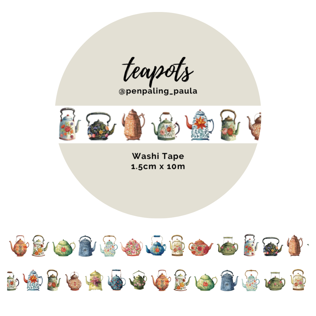 Teapots Washi Tape by Penpaling Paula | Papertail Fox