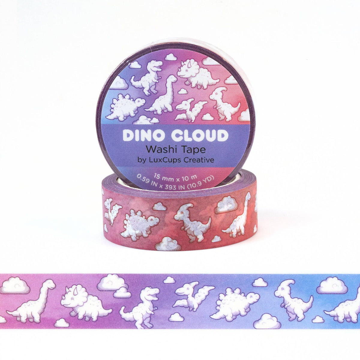 Dino Cloud Washi Tape by LuxCups Creative | Papertail Fox