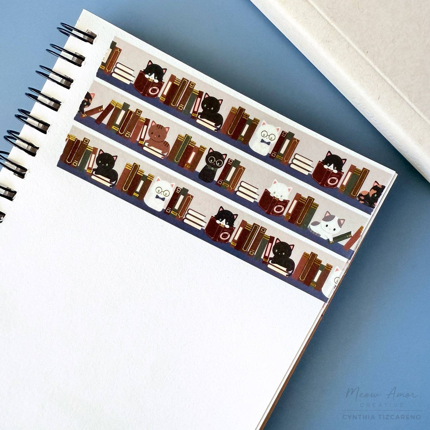 Book Cats Gold Foil Washi Tape by Meow Amor Creative | Papertail Fox