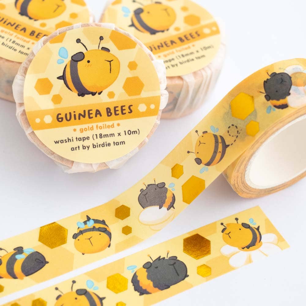Guinea Bees Gold Foil Washi Tape by Birdie Tam | Papertail Fox