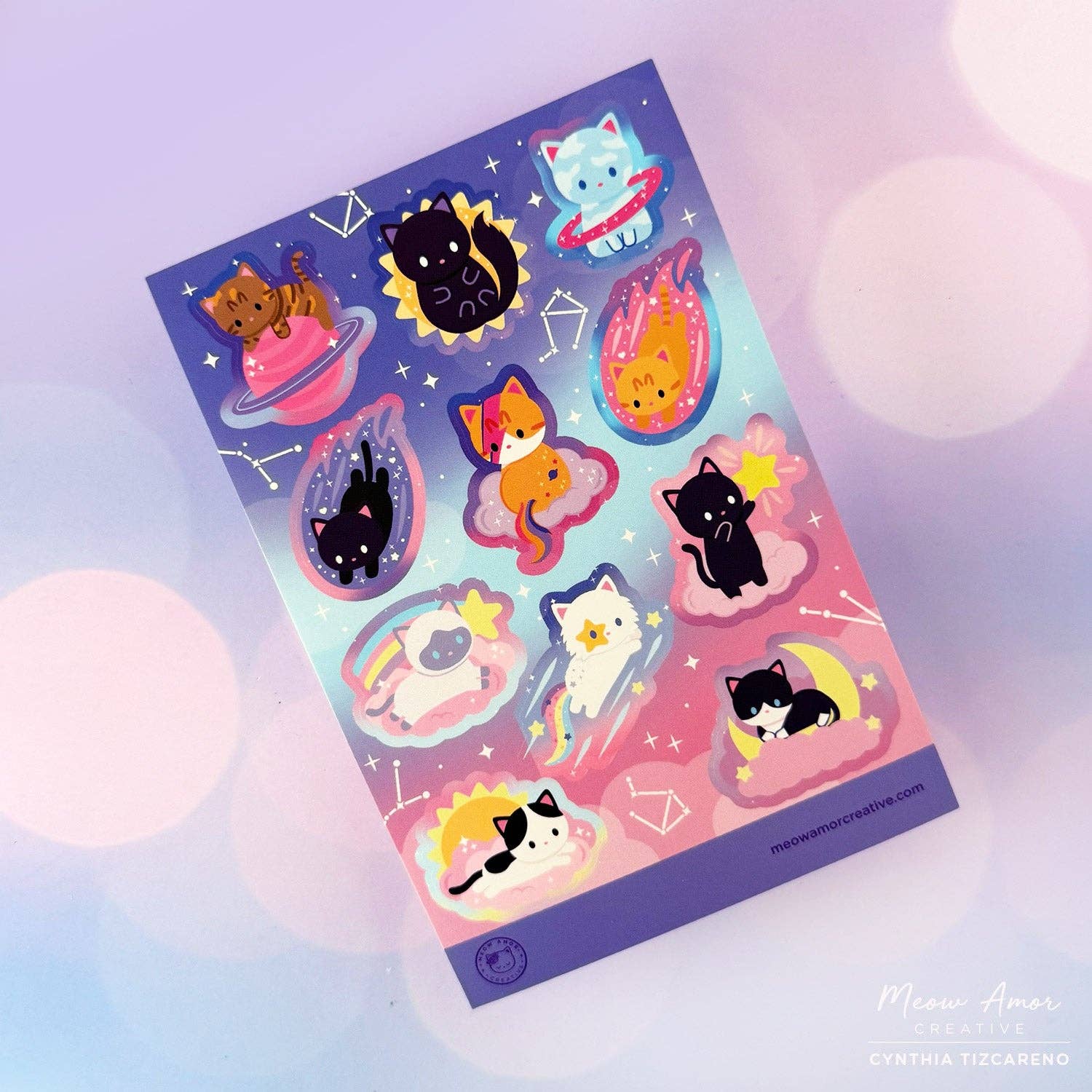 Cosmic Cat Sticker Sheet by Meow Amor Creative | Papertail Fox