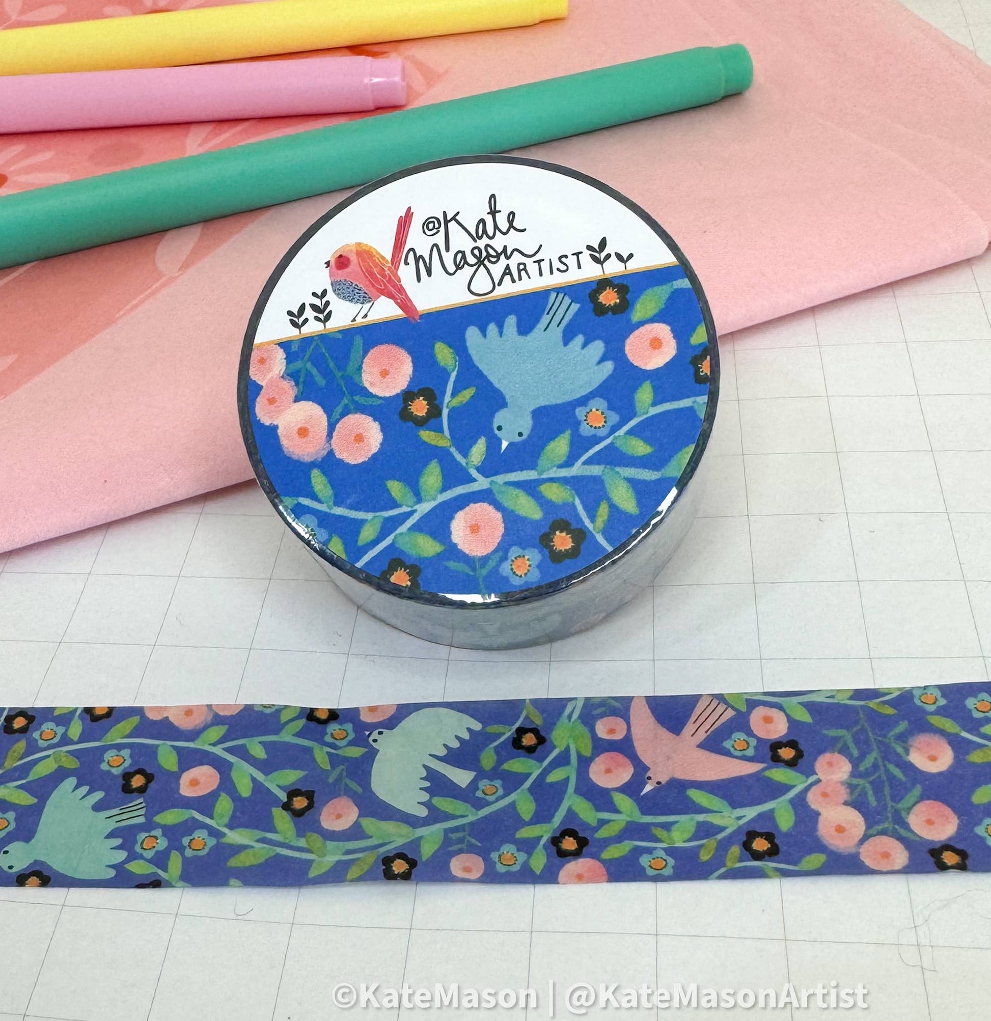 Bird Vine Blue Washi Tape by Kate Mason Artist | Papertail Fox