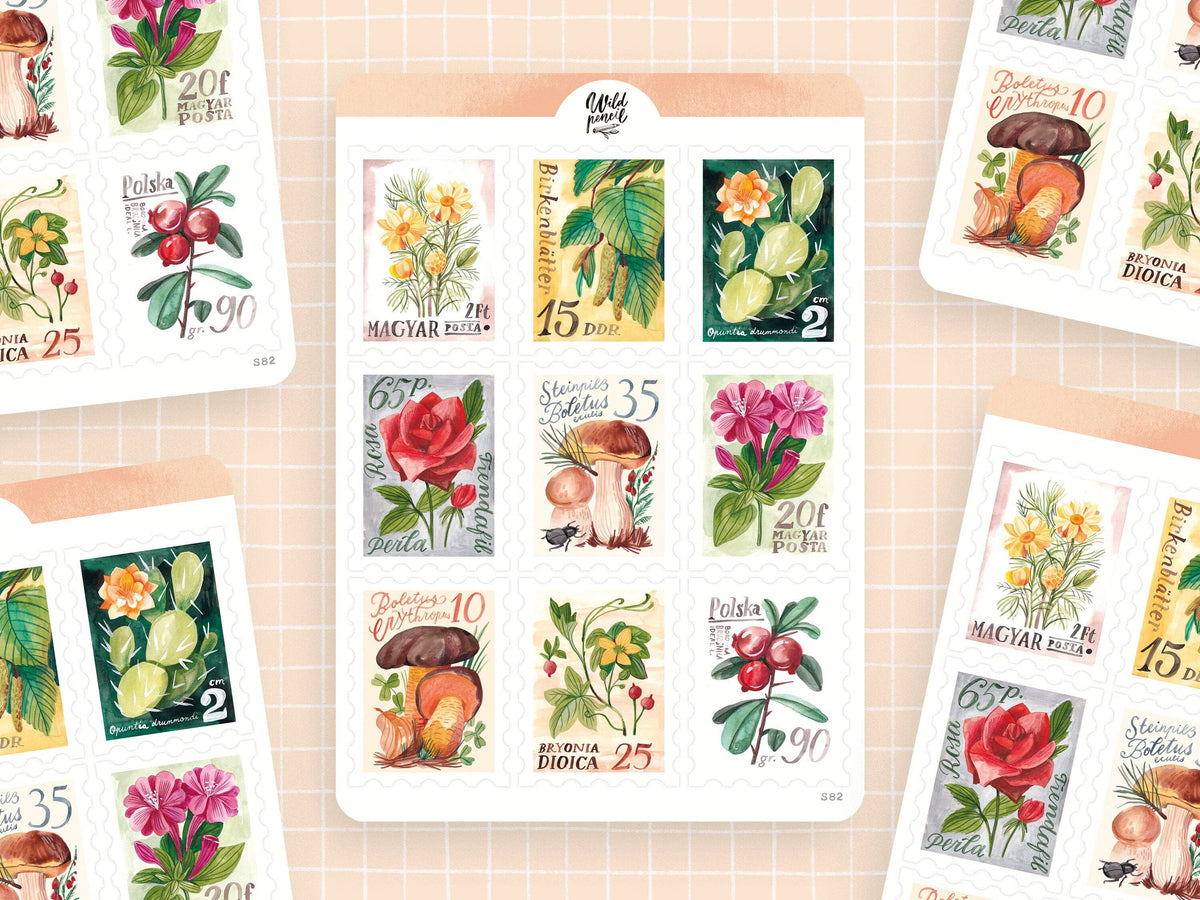 Vintage Stamps Sticker Sheet by Wild Pencil Studio | Papertail Fox