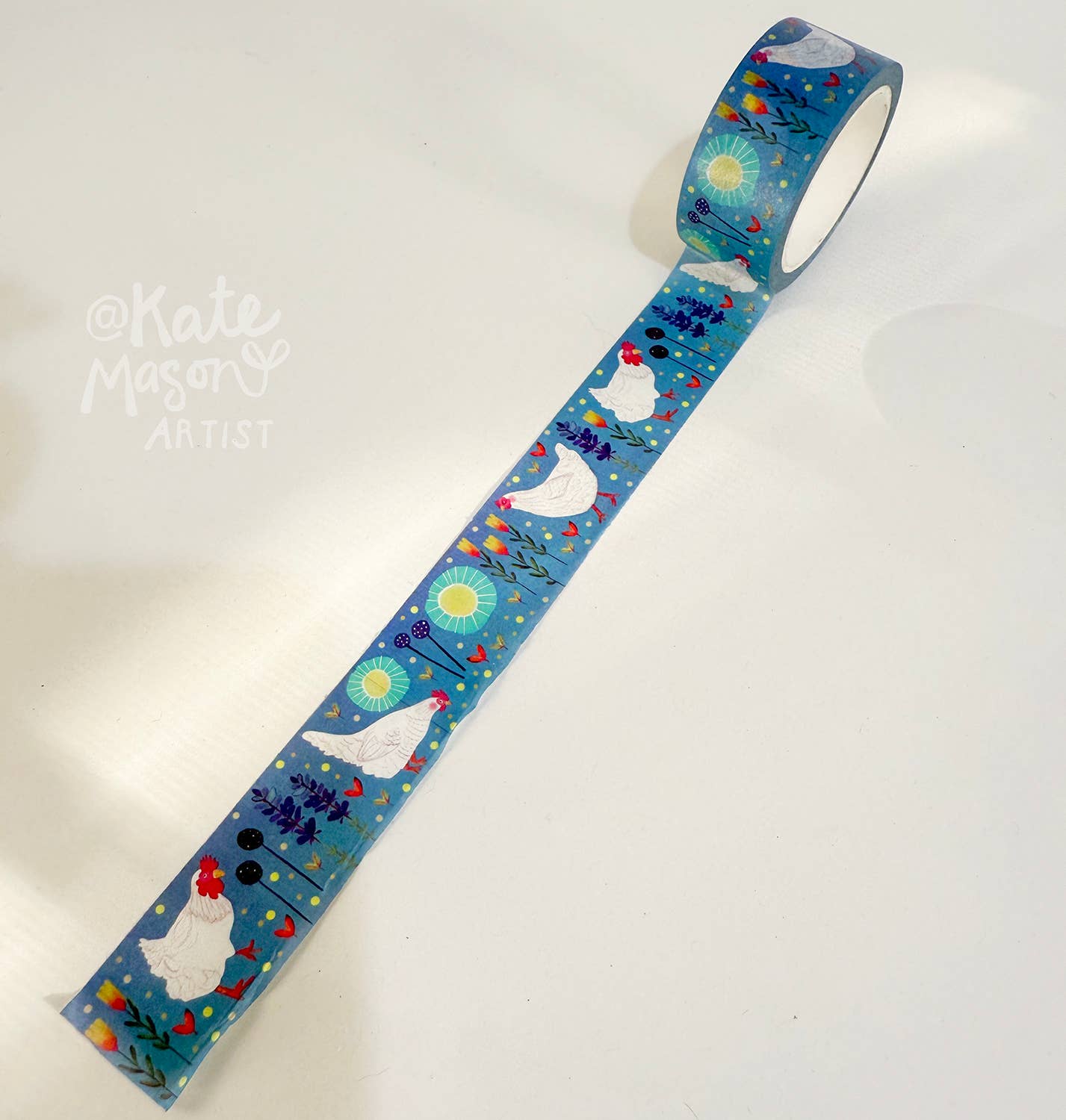 Chickens & Flowers Washi Tape | Kate Mason Artist