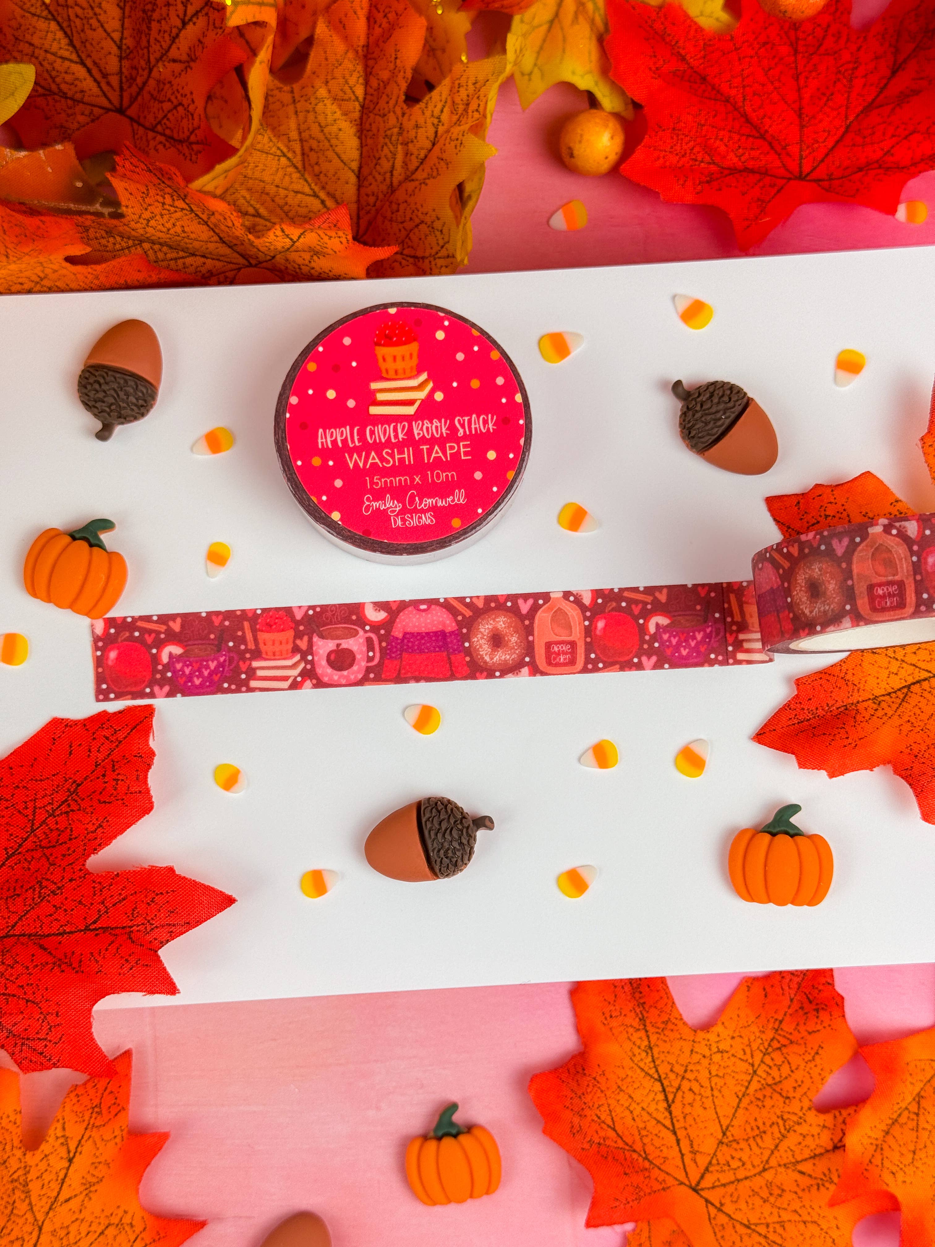 Apple Cider Book Stack Washi Tape | Emily Cromwell Designs