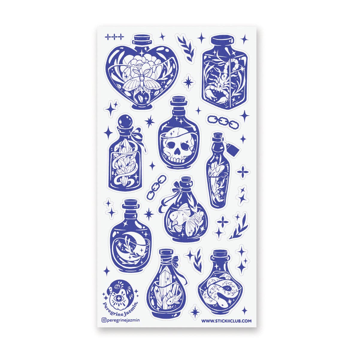 Dreamy Blue Bottles Sticker Sheet by Stickii | Papertail Fox