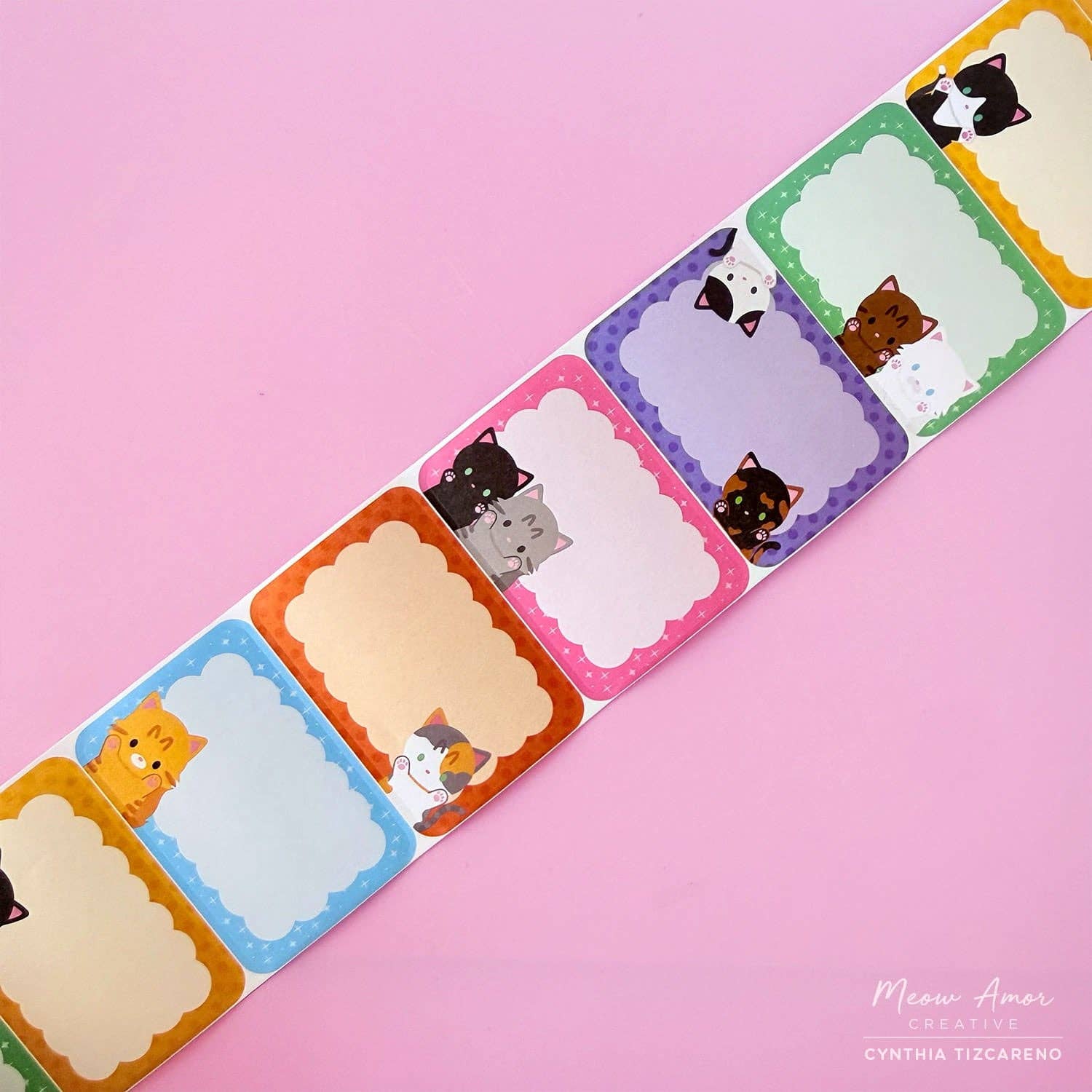 Colorful Cats Paper Roll Labels