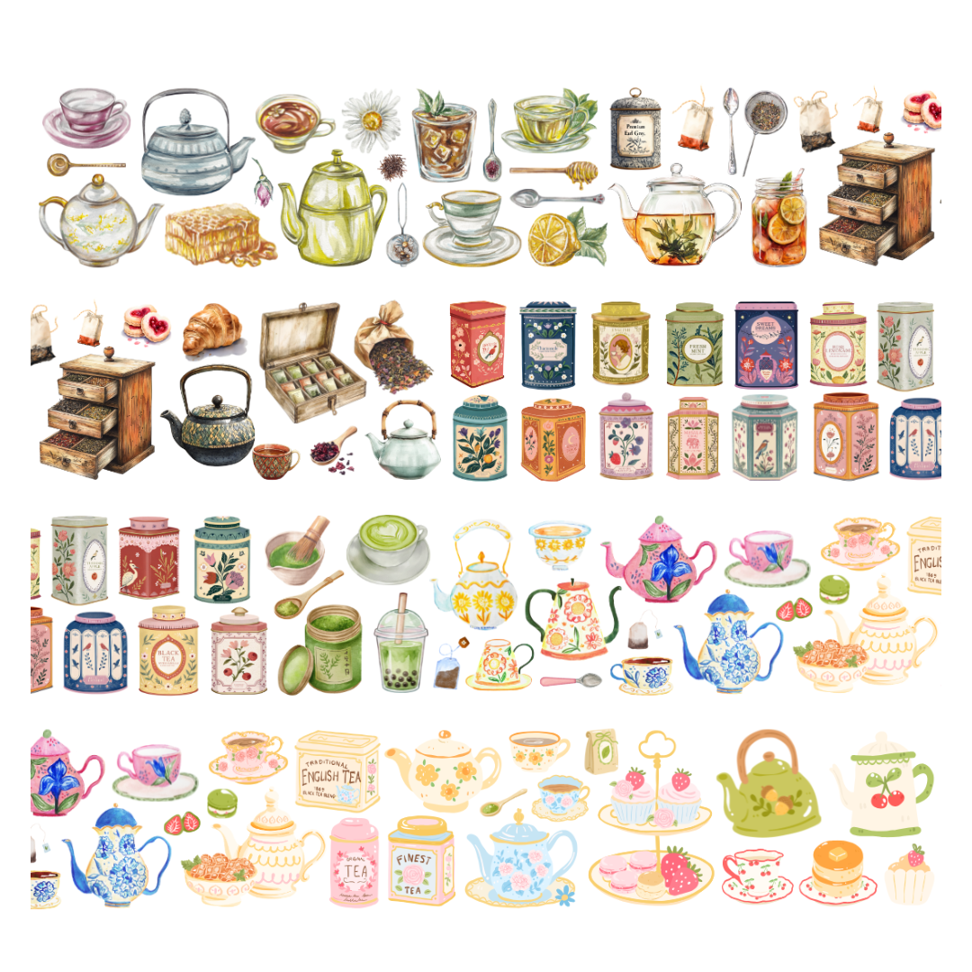 Tea Lover Pre-Cut PET Tape | Penpaling Paula