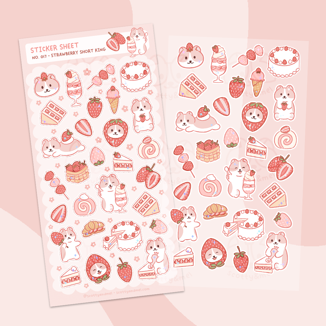 Strawberry Short King Sticker Sheet | Scotty&Mel