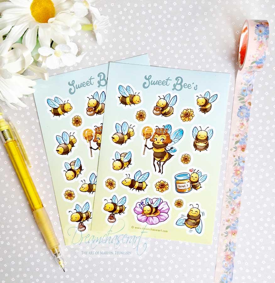 Sweet Bee's Sticker Sheet | Dreamchaserart - Papertail Fox