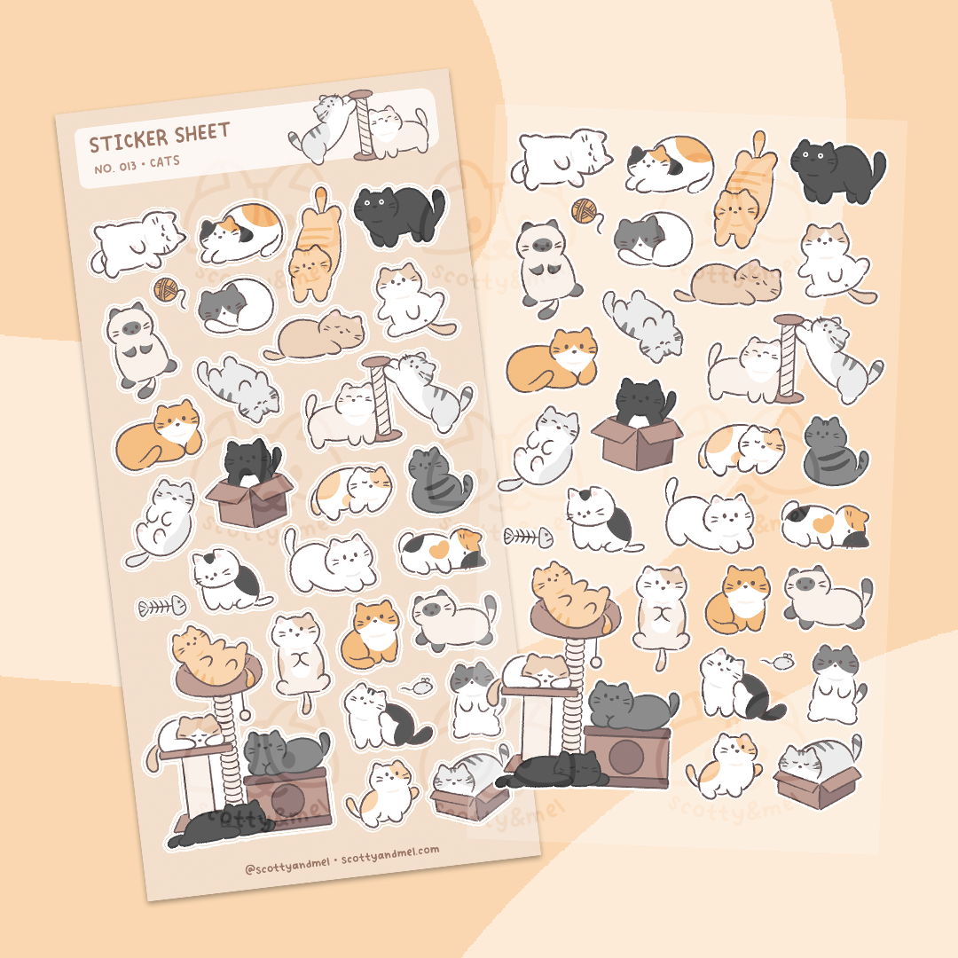 Cats Sticker Sheet | Scotty&Mel