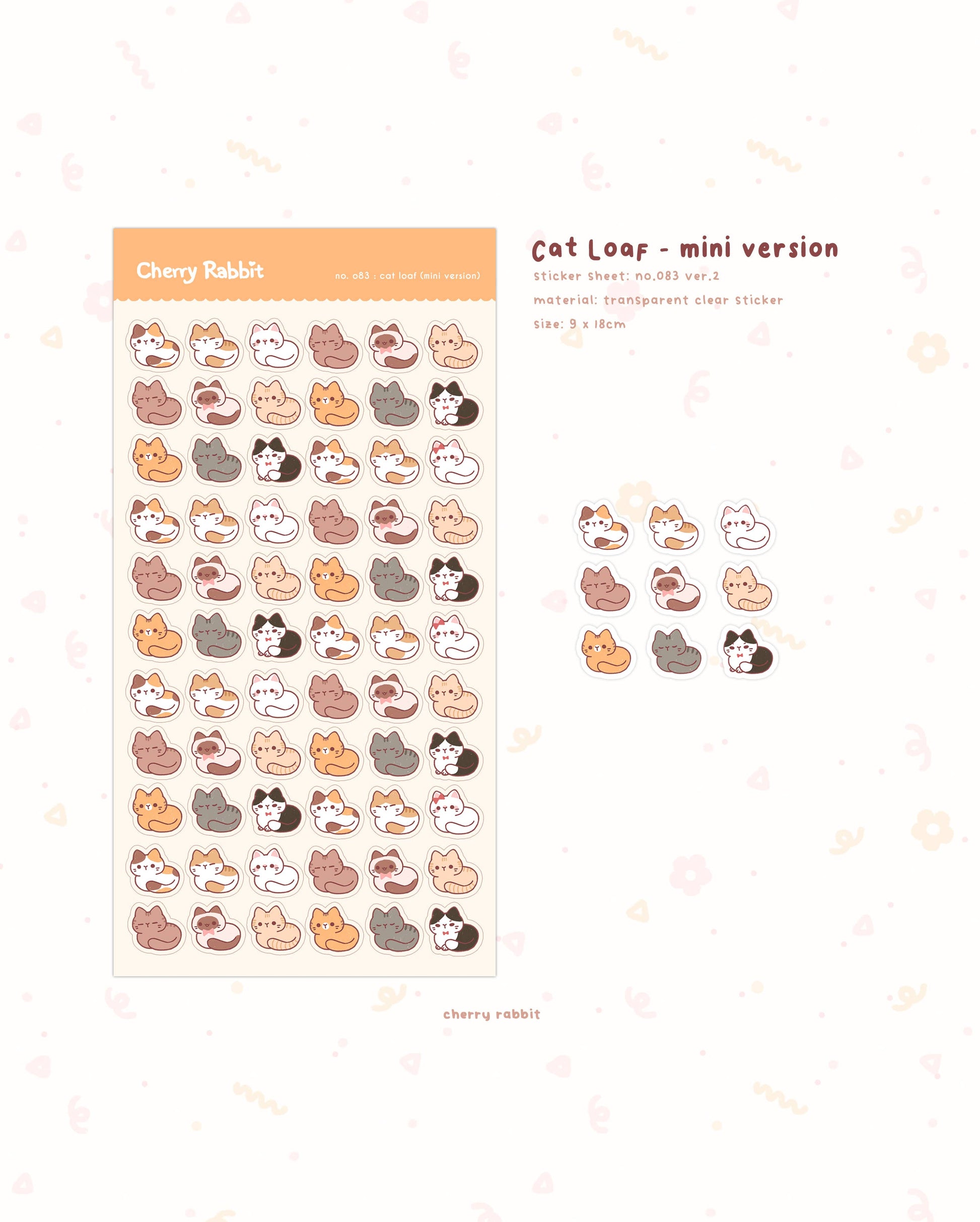 Cat Loafs Mini Sticker Sheet no.083 (ver. 2) by Cherry Rabbit | Papertail Fox