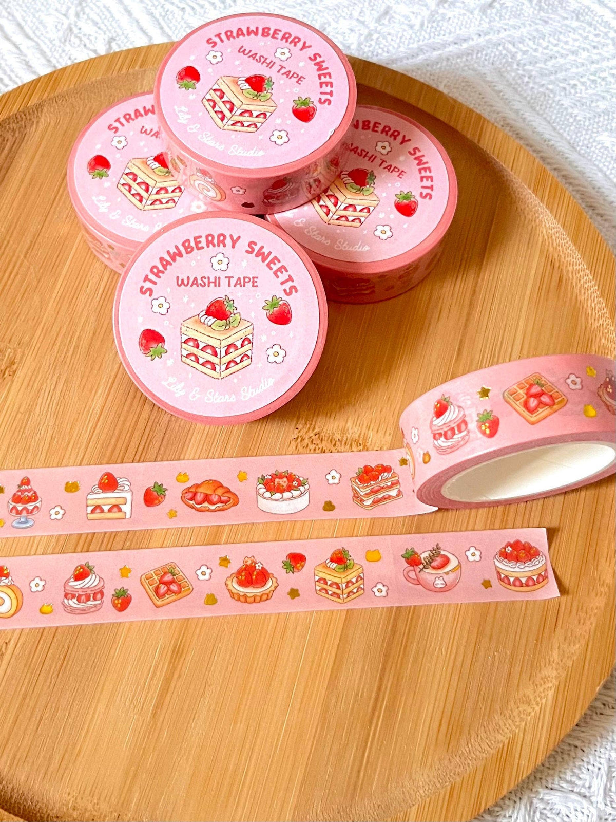 Strawberry Sweets Gold Foil Washi Tape | Lily and Stars Studio