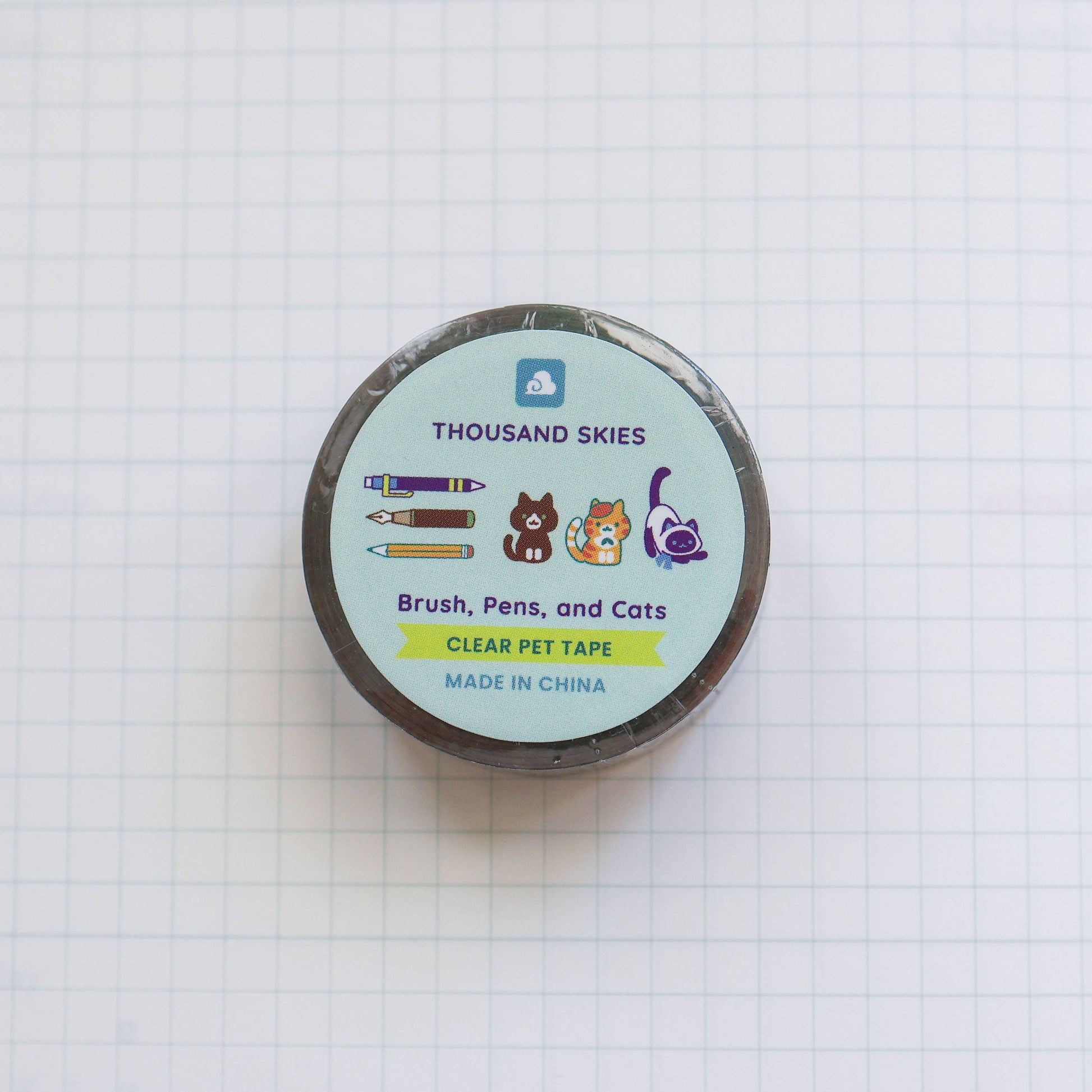 Brush, Pens, and Cats Clear PET Tape by Thousand Skies | Papertail Fox