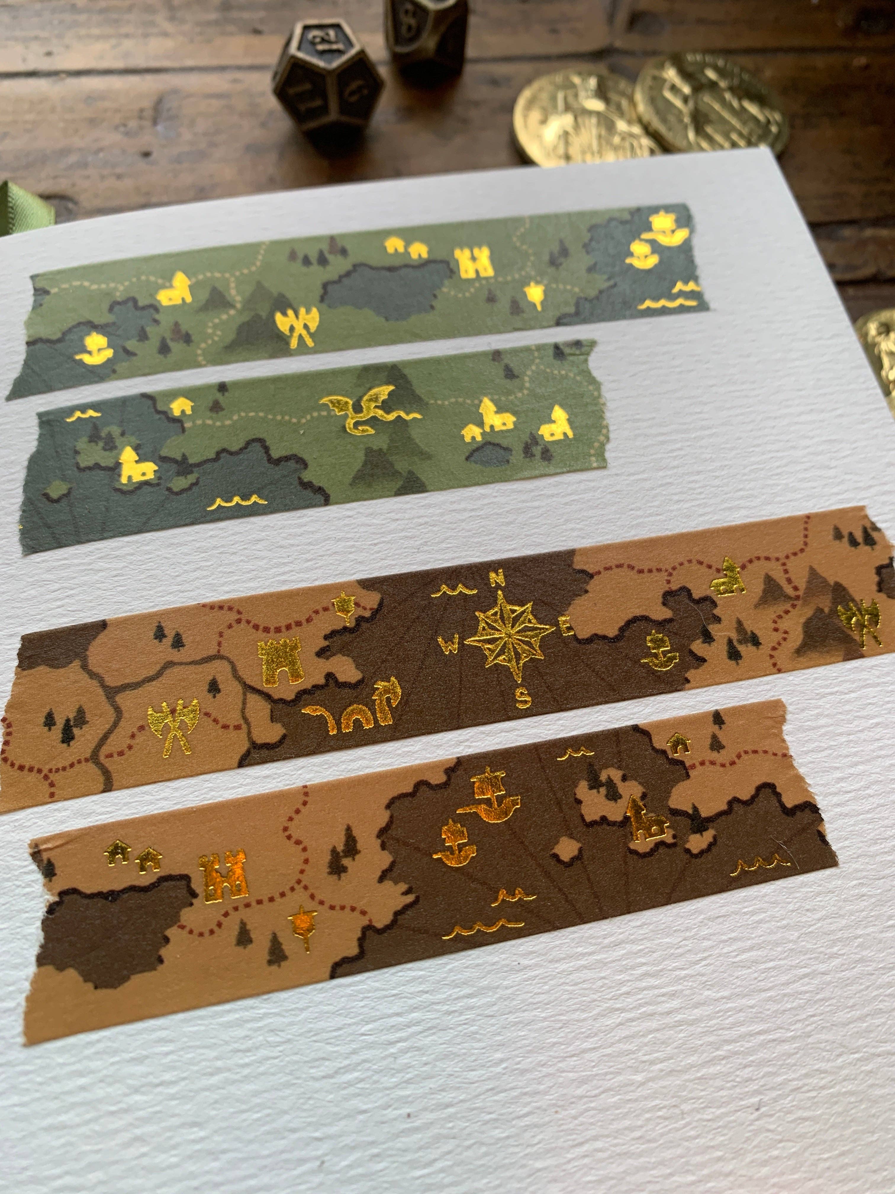 Fantasy Maps Gold Foil Washi Tape, Brown | The Creeping Moon