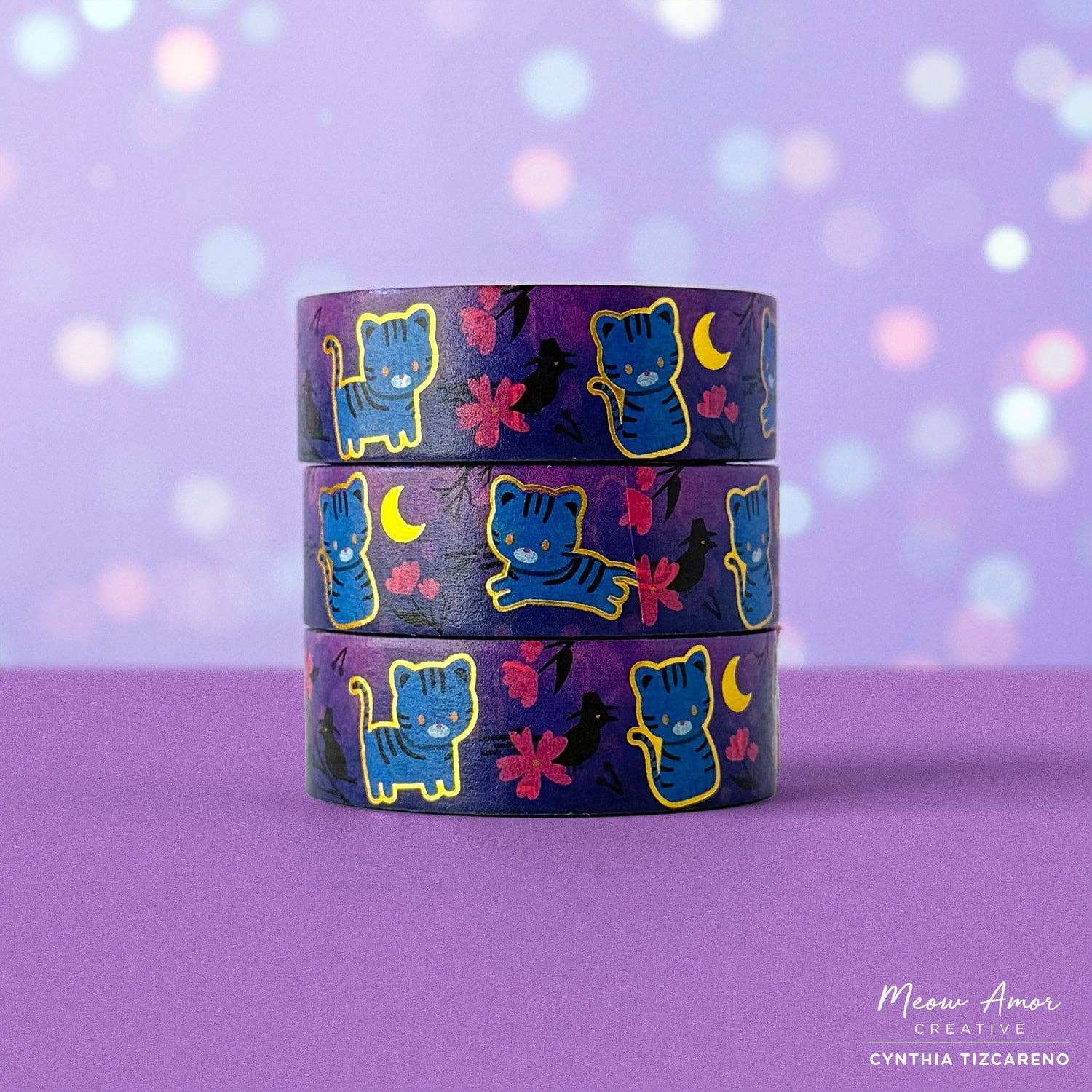 Blue Tiger Gold Foil Washi Tape by Meow Amor Creative | Papertail Fox