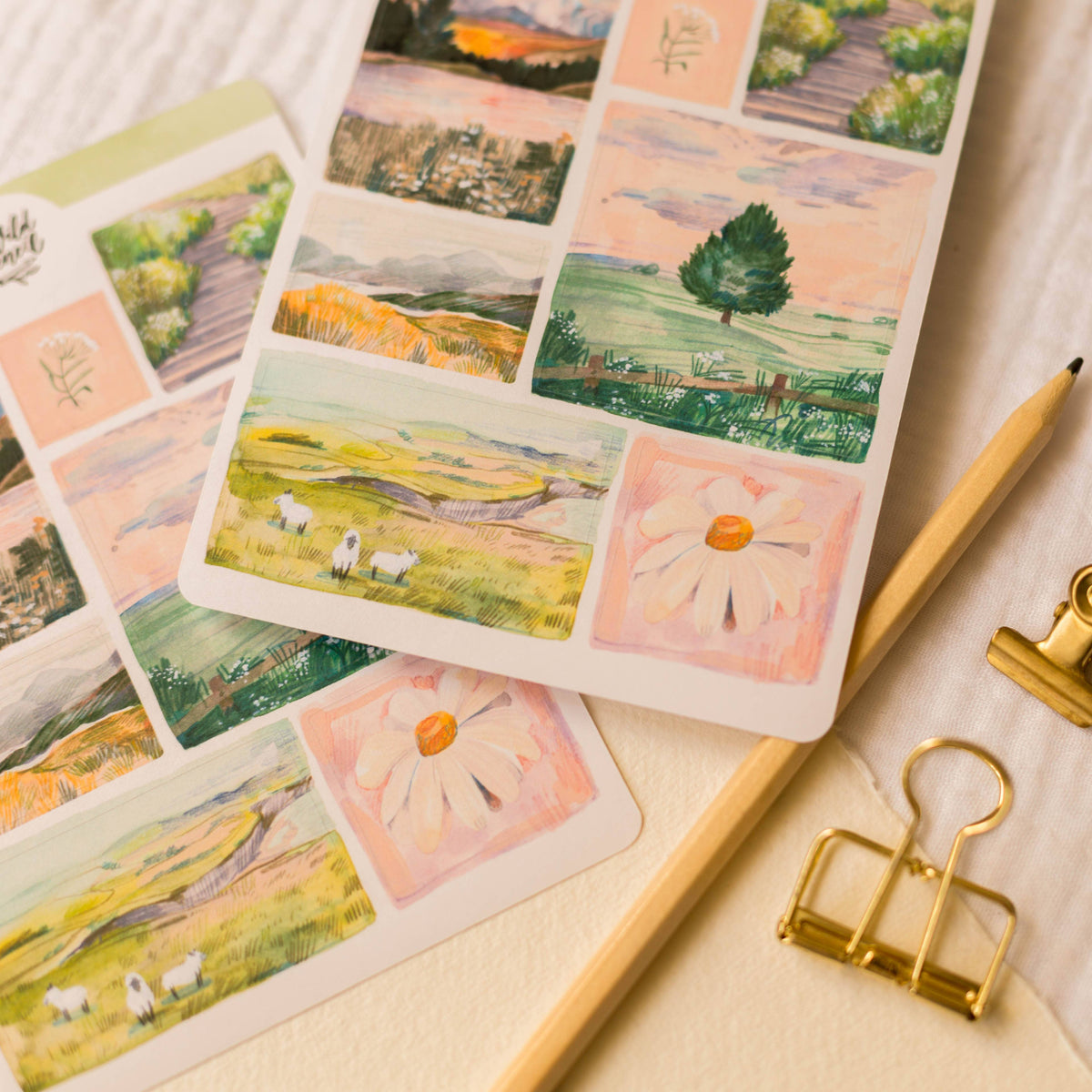 Sunrise Landscapes Sticker Sheet | Wild Pencil Studio