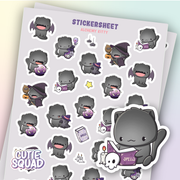 CutieSquad Alchemy Kitty matte vinyl sticker sheet featuring witchy cats with potion bottles and spell books