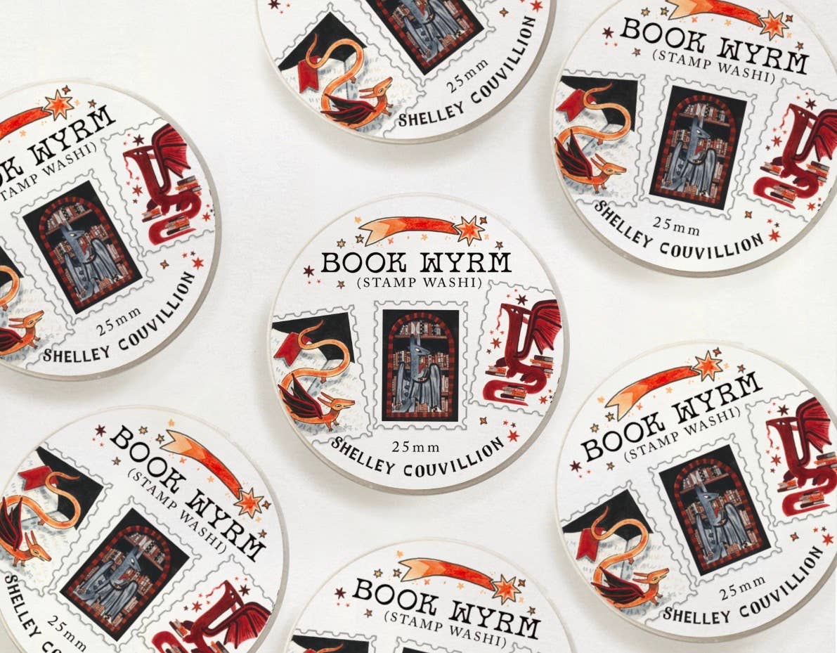 Book Wyrm [ Dragon ] Stamp Washi Tape / Dark Academia / Book