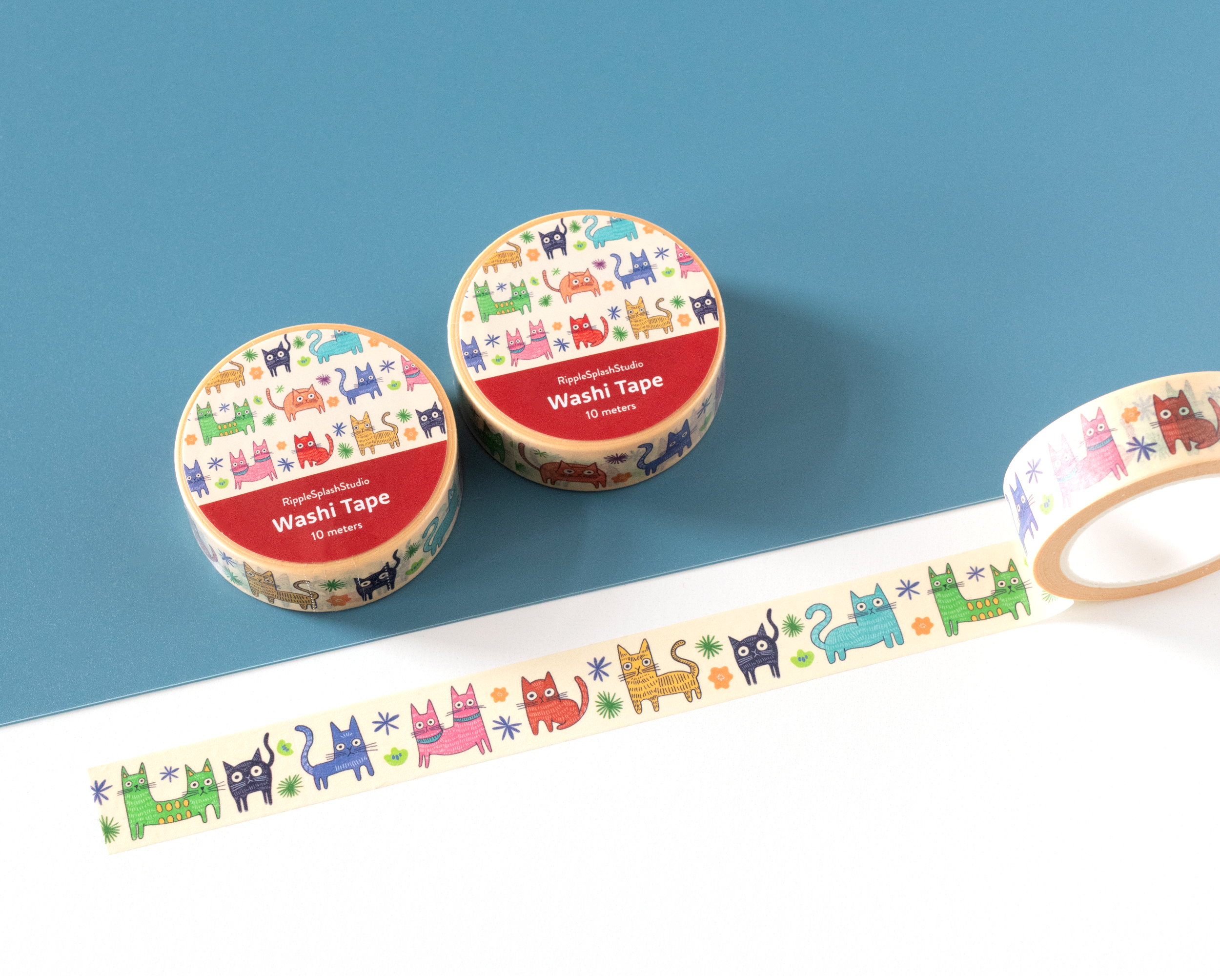 Colorful Cats Washi Tape by RippleSplash Studio | Papertail Fox