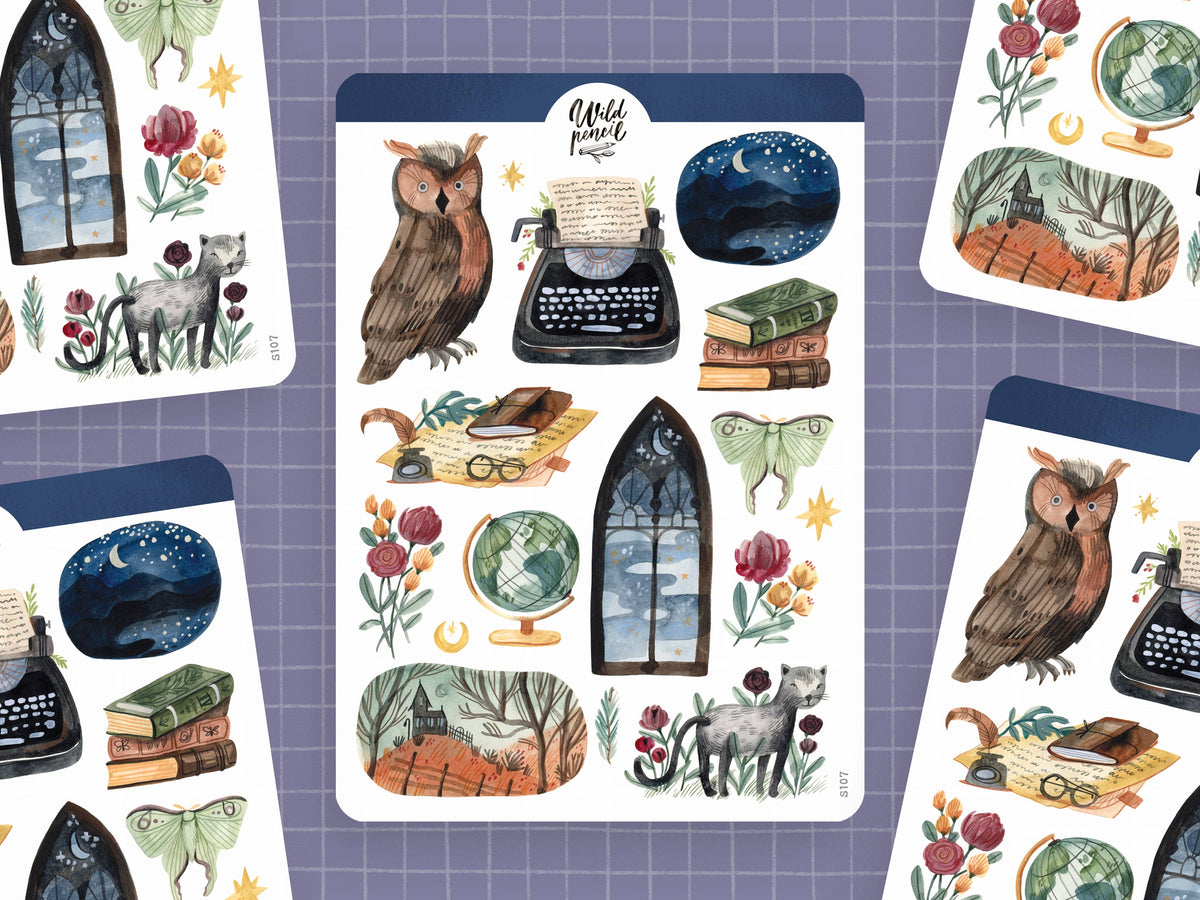 Dark Academia Sticker Sheet by Wild Pencil Studio | Papertail Fox