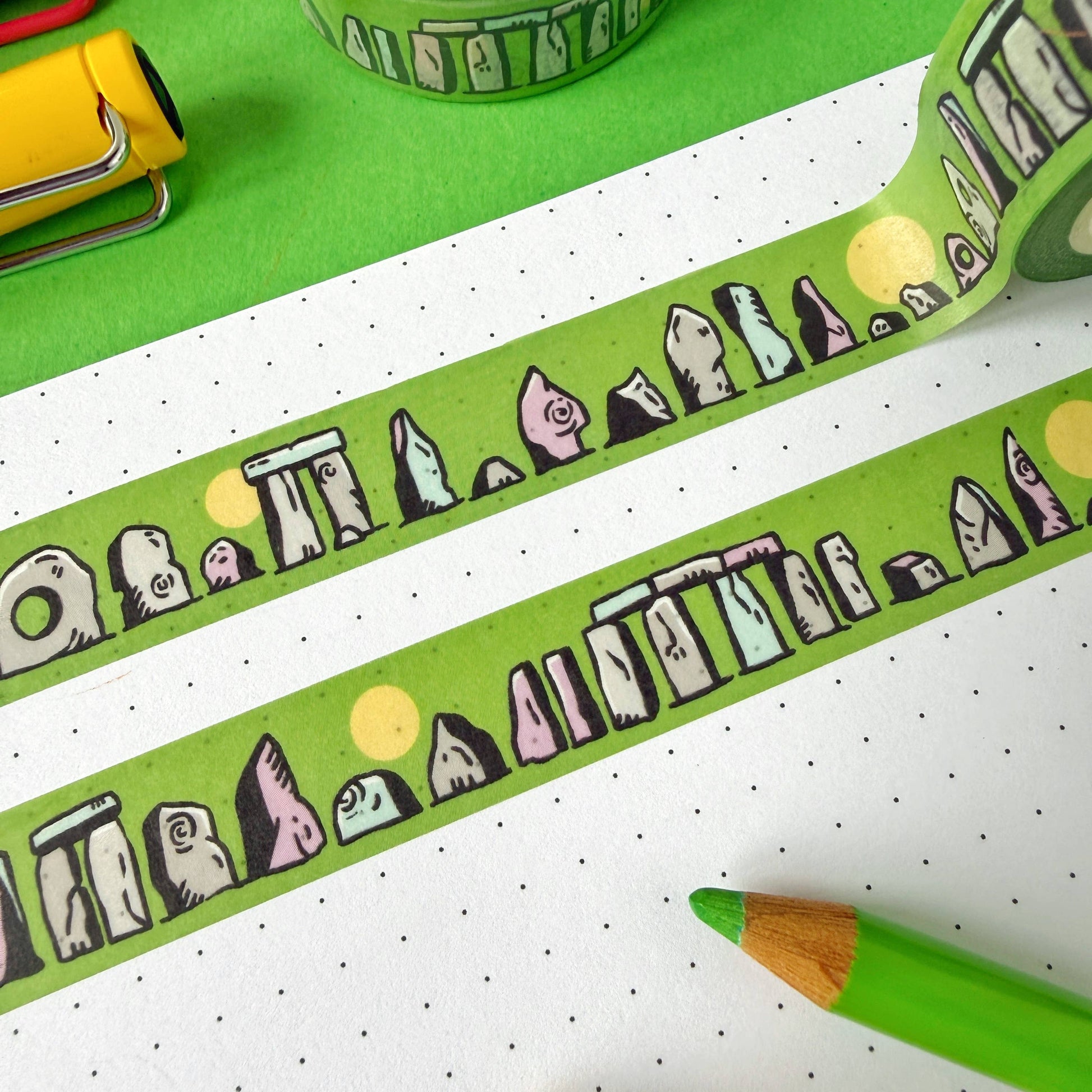 Stone Circle washi tape by Stacey McEvoy Caunt | stone circle and megalith pattern | Papertail Fox