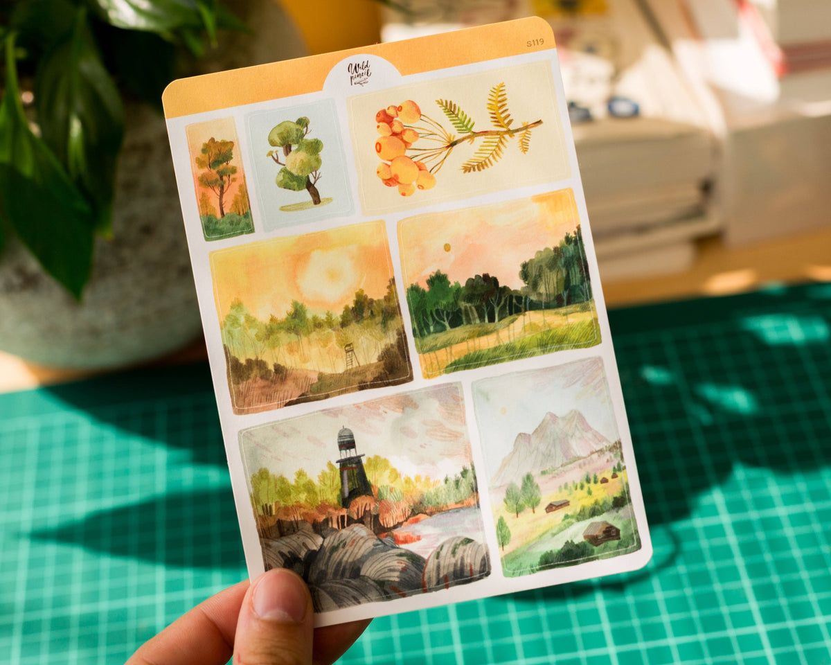 Morning Landscapes Sticker Sheet | Wild Pencil Studio