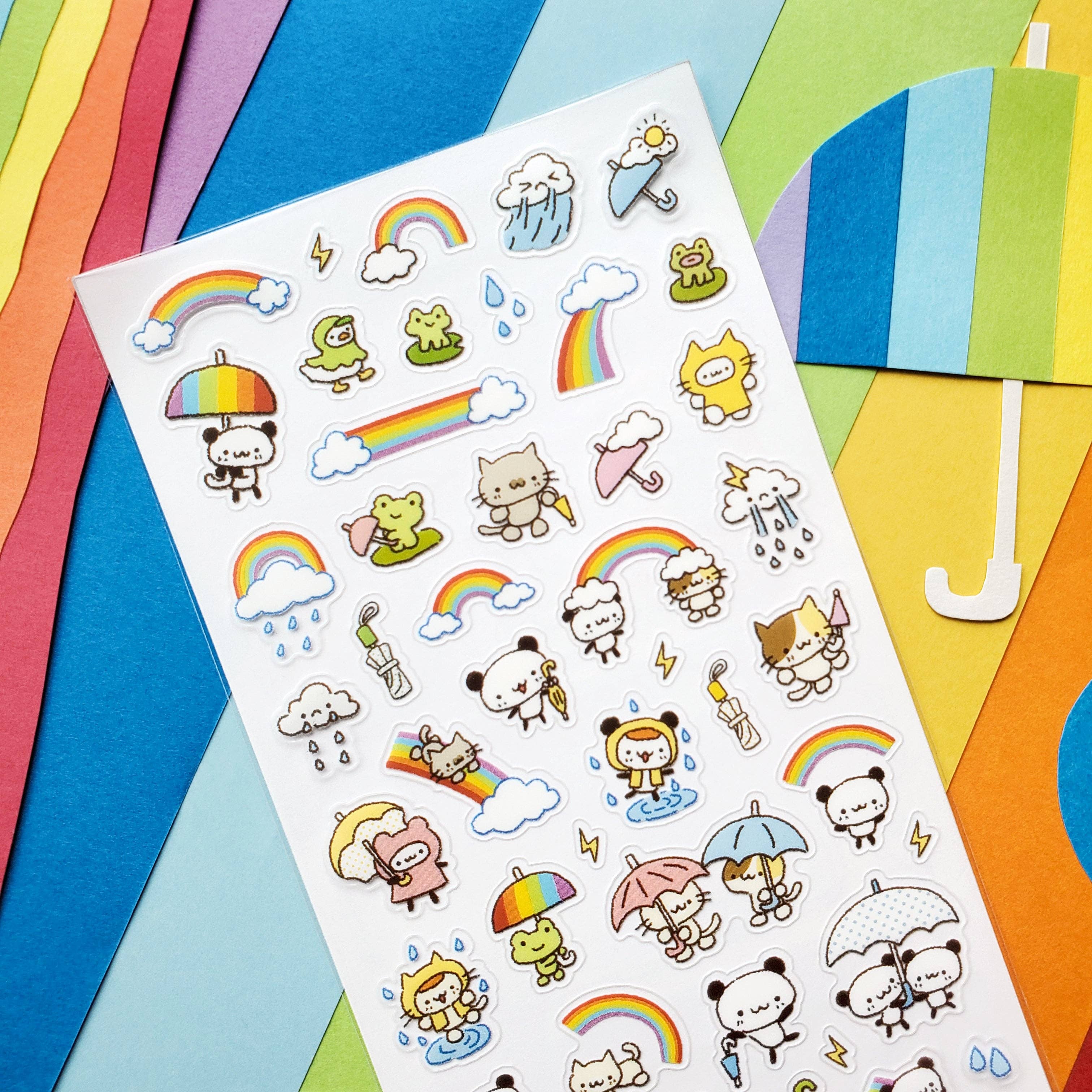 Rainbow Rain Parade Sticker Sheet | Stickii