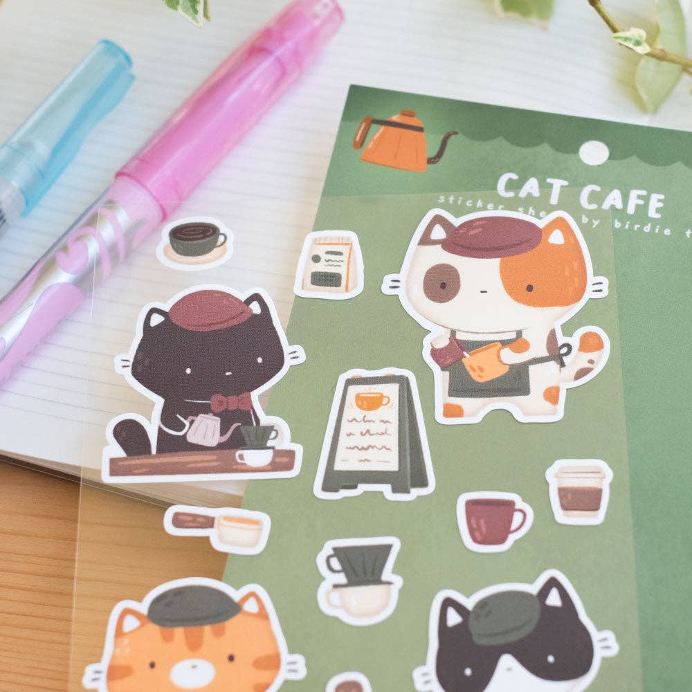 Cat Cafe Sticker Sheet | Birdie Tam