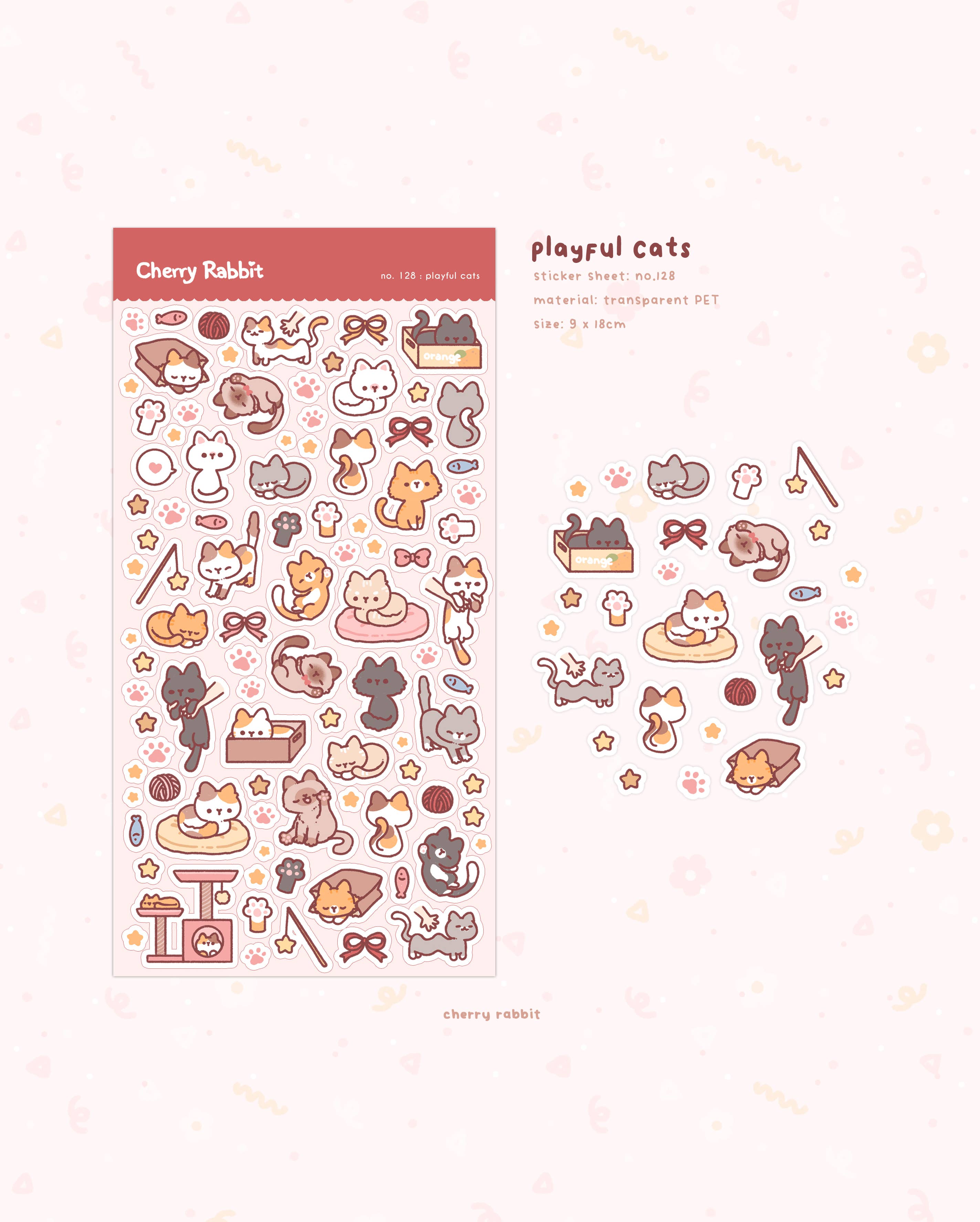 Playful Cats Sticker Sheet no.128