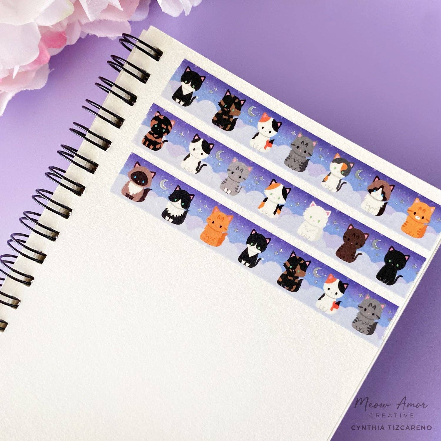 Night Skies Cat Holo Foil Washi Tape by Meow Amor Creative | Papertail Fox