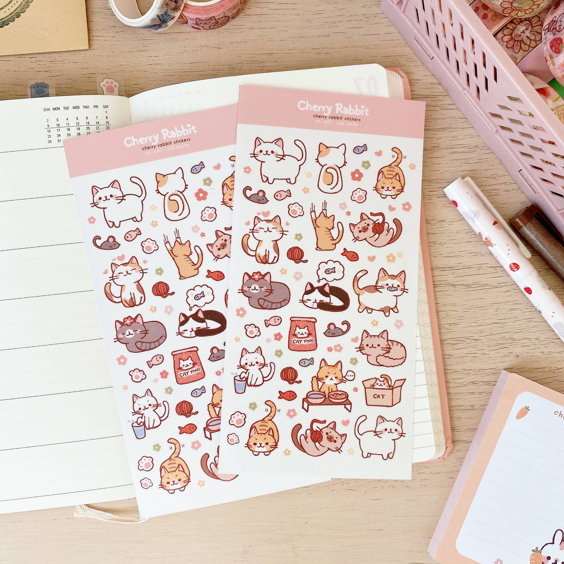Cat Party Sticker Sheet no.037 by Cherry Rabbit | Papertail Fox