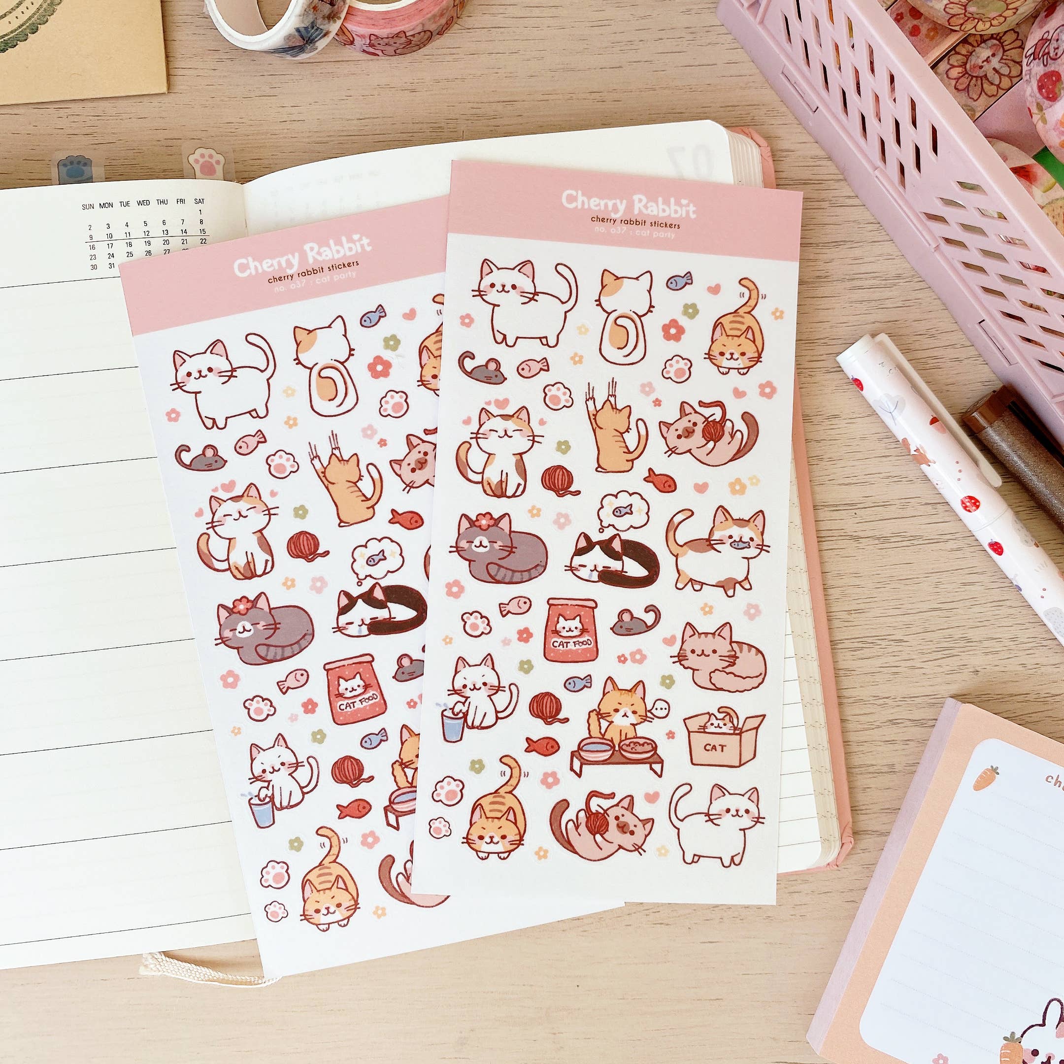 Cat Party Sticker Sheet no.037 by Cherry Rabbit | Papertail Fox
