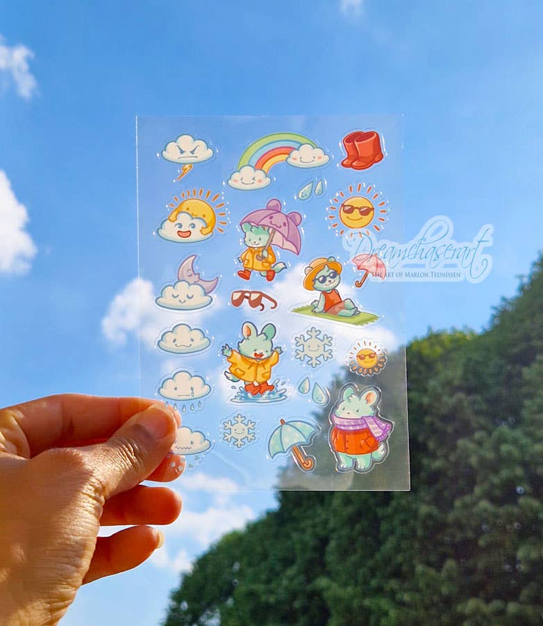 Cloudy Cuties Clear Sticker Sheet | Dreamchaserart