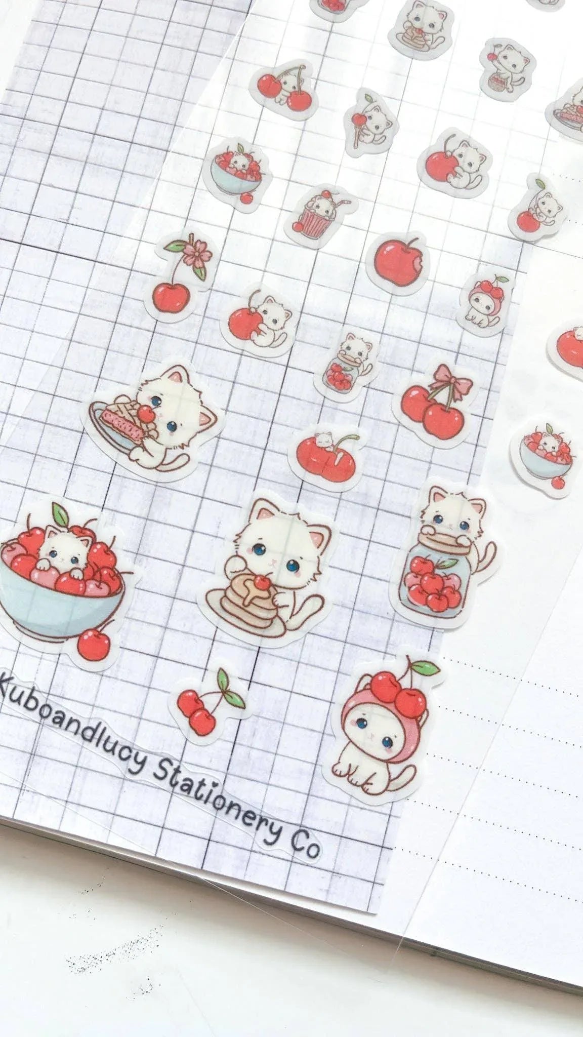 Cherries Clear Sticker Sheet | Kubo and Lucy - Papertail Fox